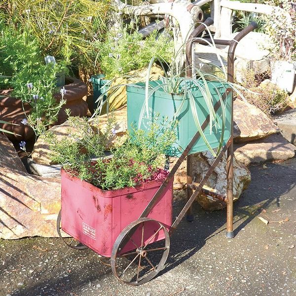 【倉庫】リサイクルイットカンカート AZ-4033 ヴィンテージ風 アンティーク風 ブラウン aziazi アジアジ プランター 植木鉢 プランターカバーガーデン 雑貨 ポット ガーデニング雑貨【ポイント10倍】