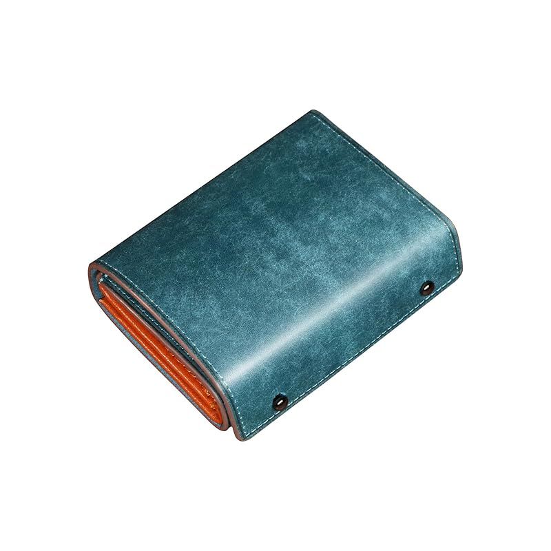 【新品】 [Kawaoto] 財布 メンズ 2つ折り プエブロレザー 二つ折り財布 本革 大容量 コンパクト 小さい 箱型財布 左利き 右利き プレゼント 紳士用 人気 (紺色) 0