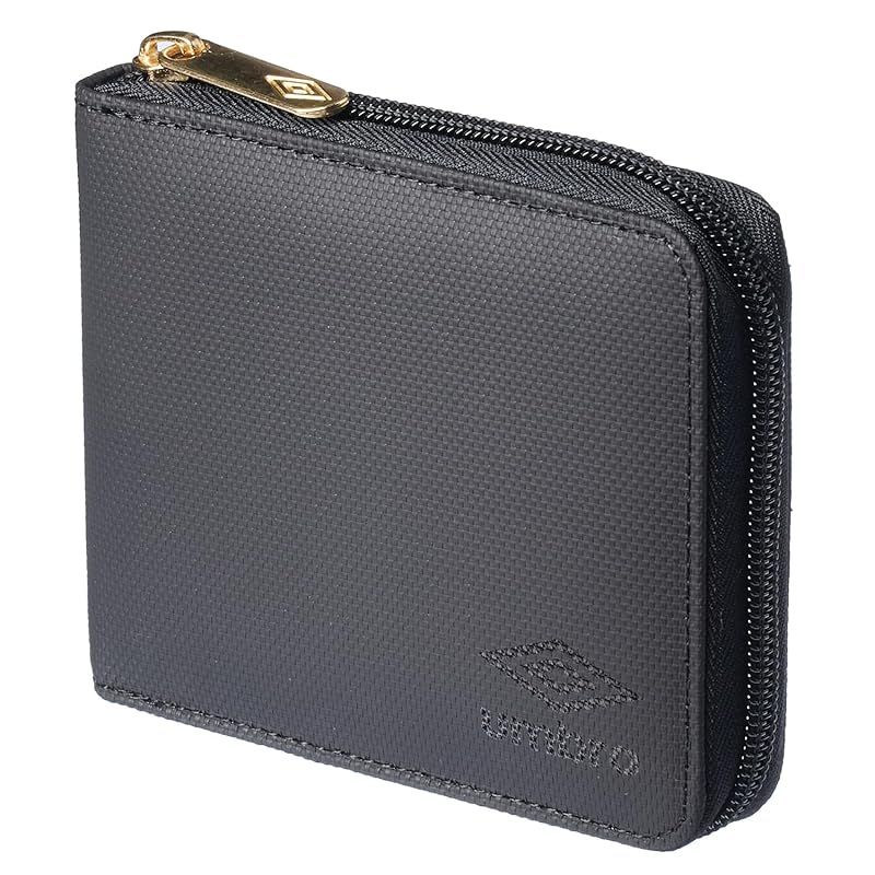 【新品】 [アンブロ] メンズ 二つ折り 折財布ラウンドファスナー (Black/Black) 0