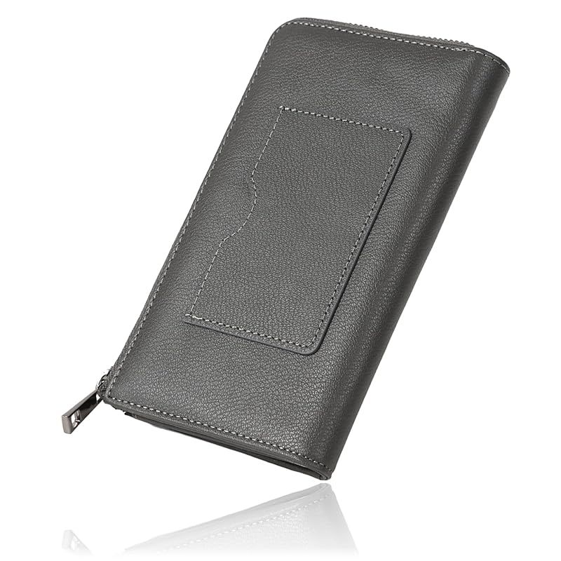 【新品】 LASIEM［ラシエム］ 「短い 長財布」 財布 メンズ ミドルウォレット コンパクト 本革 短い長財布 L字ファスナー 外ポケット スキミング防止 （スチールグレー） 0