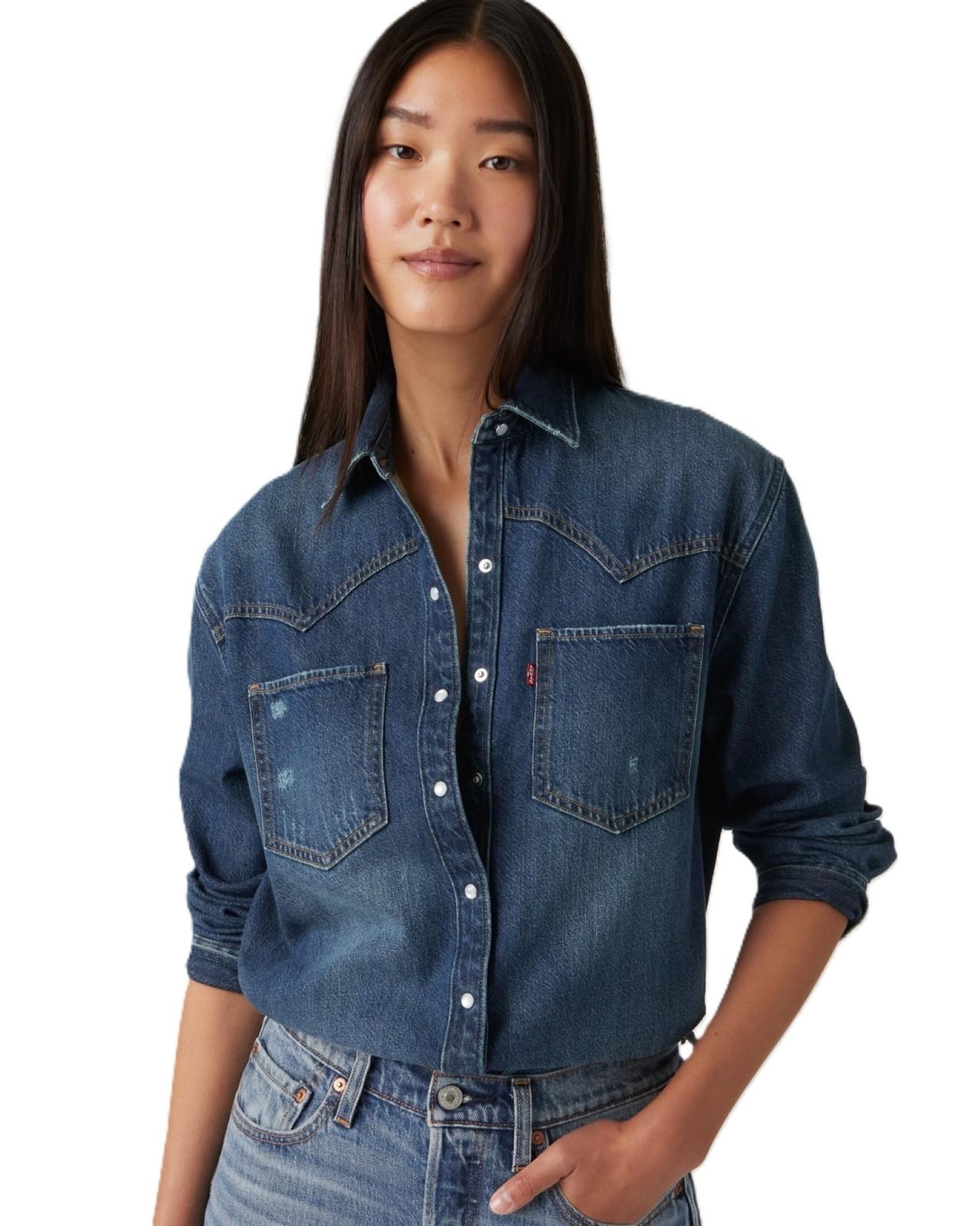 新品 [リーバイス] デニムシャツ TEODORA ウエスタン 長袖 レディース A7244-0052 US S