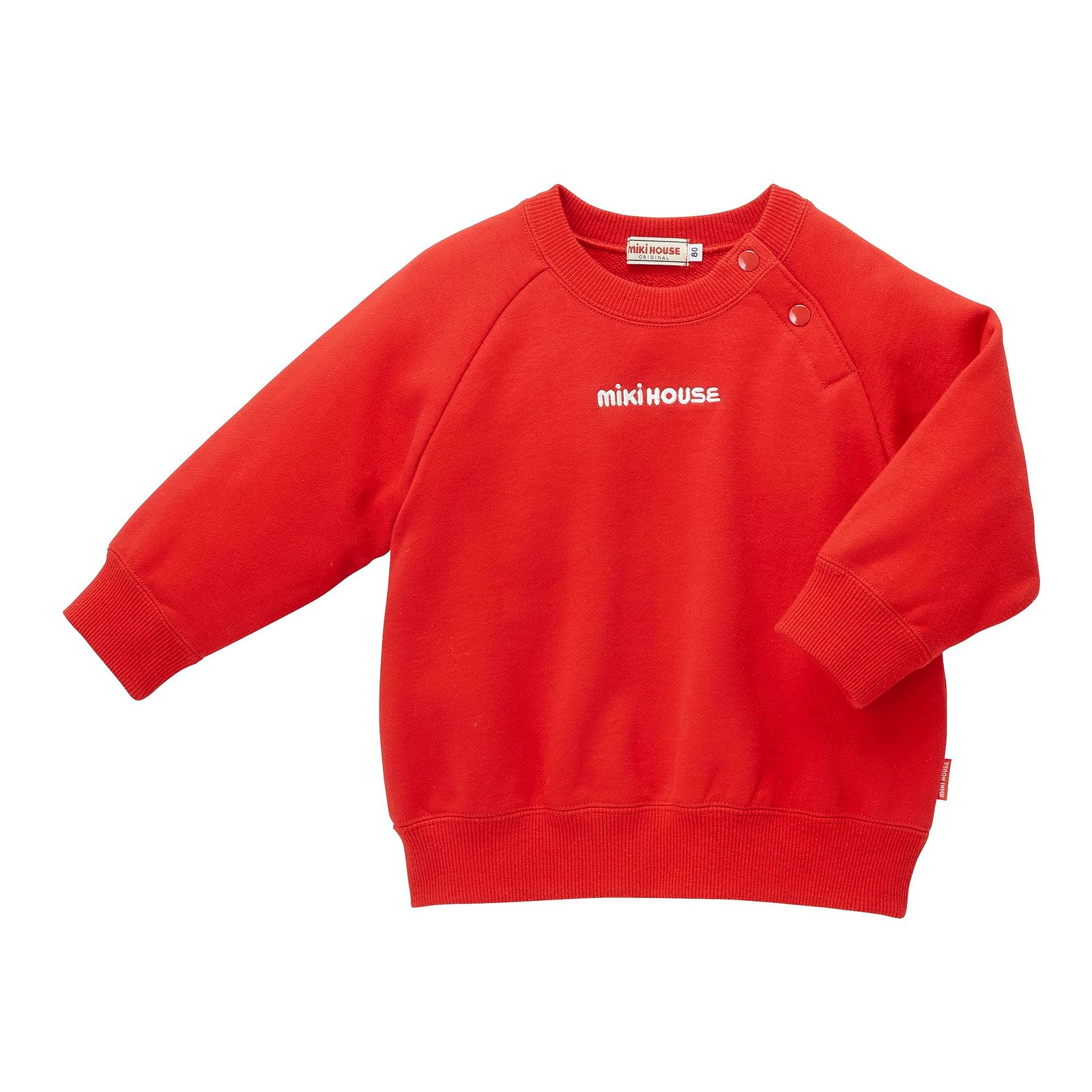 新品 [ミキハウス] トレーナー スウェット 長袖 ロゴ 無地 ワンポイント 日本製 男の子 女の子 ベビー キッズ 子供服 通園 通学 10-5614-496 120cm 赤