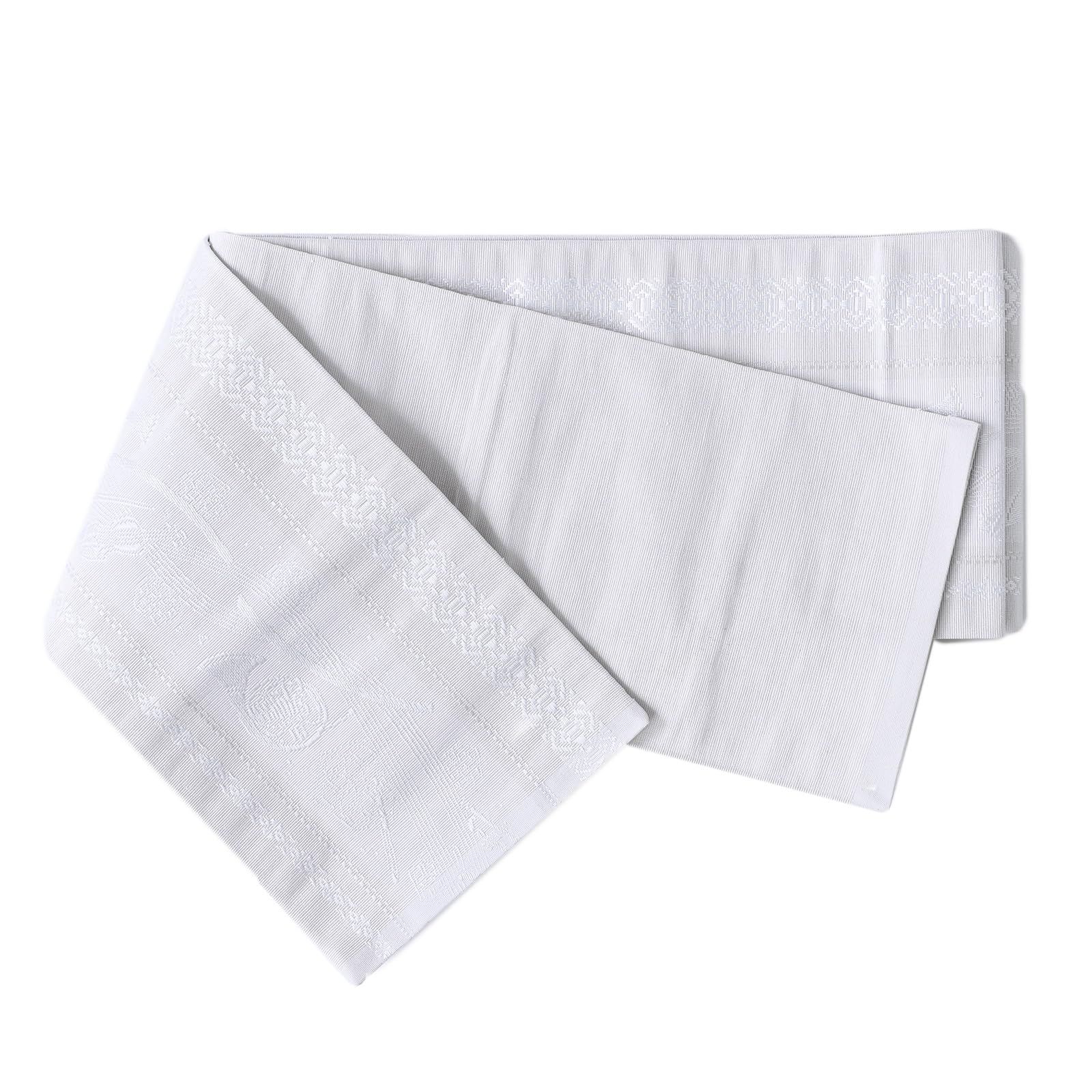 新品 [たゆたふ / TAYU-TAFU] 博多織 半幅帯 正絹 小袋帯 筑前 献上 着物 浴衣 通年 (六重奏の調べ 白灰色)