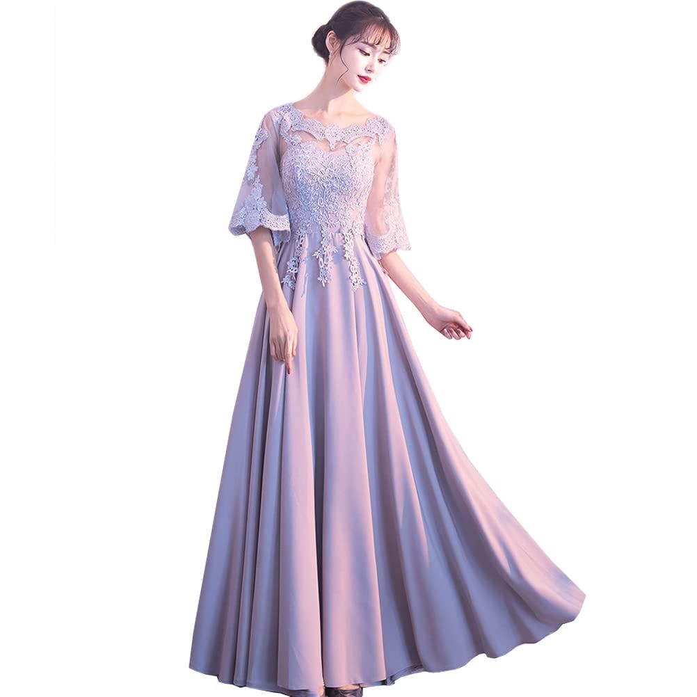 新品 [JINZUOMA] レディース ドレス ワンピース イブニングドレス 結婚式ドレス 花嫁ワンピース ロングドレス ミドル丈ドレス 花柄刺繍 ファッション エレガント フォーマル パーティー 演奏会 披露宴 二次会 (グレー13XL3XL)