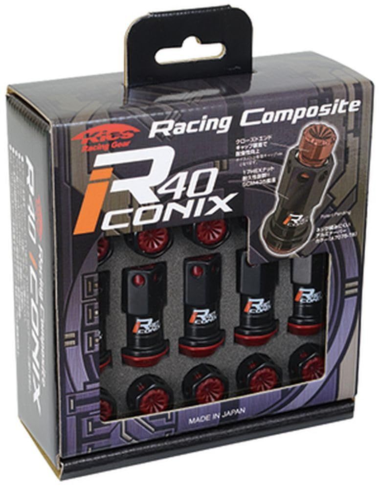 新品 KYO-EI (協永産業) ホイールロックナット Racing Composite R40 iCONIX 【 M12 x P1.5 】 樹脂キャップ付 【 ブラック/ブラック 】 RIF-01KK