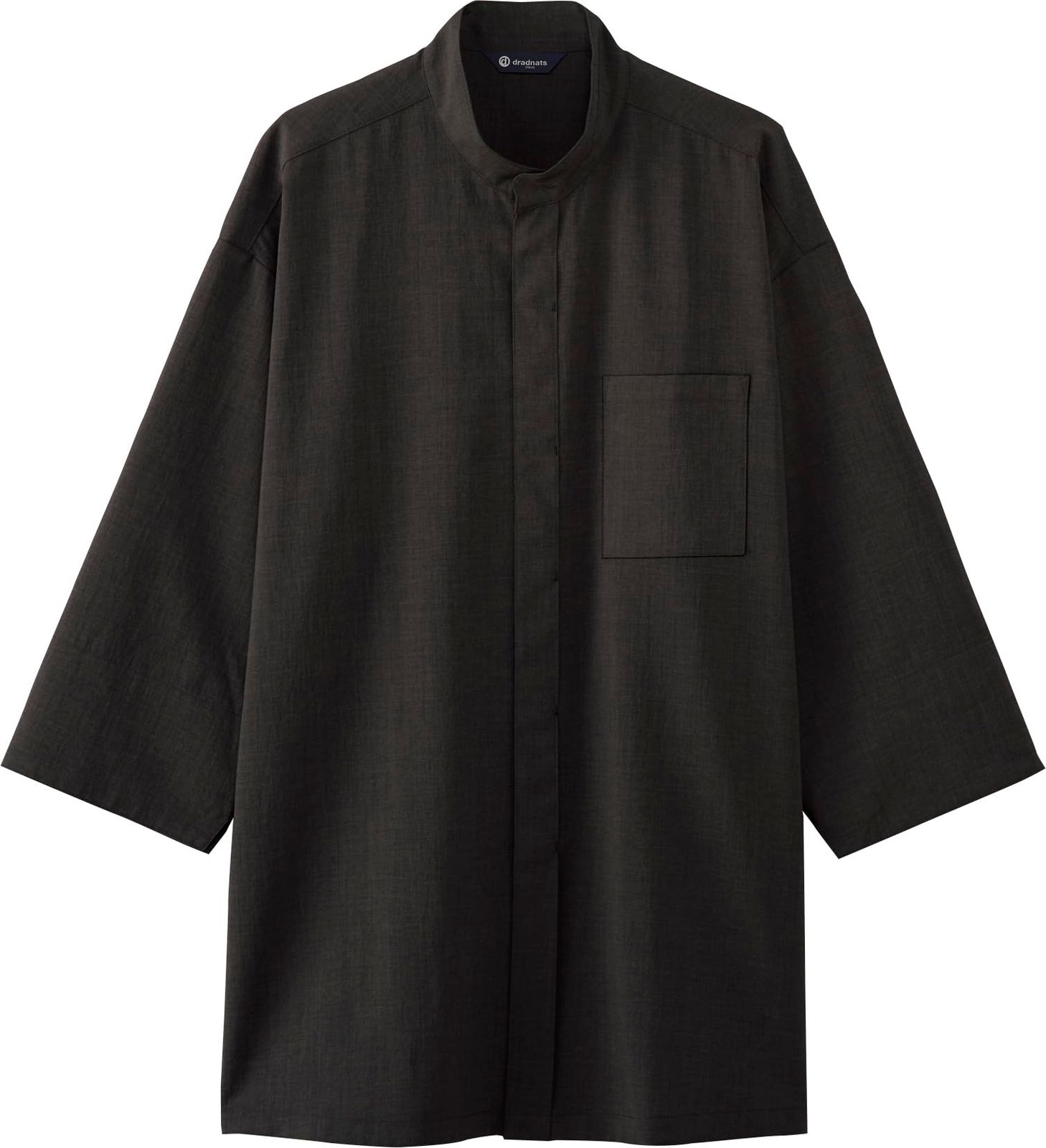 新品 アルべ 鯉口シャツ ダボシャツ 八分袖 スタンドカラー ゆったり [ストレッチ/制電] 比翼 薄手 涼しい 快適 和食 居酒屋 寿司 蕎麦 制服 DN8500 C-9 墨黒 S