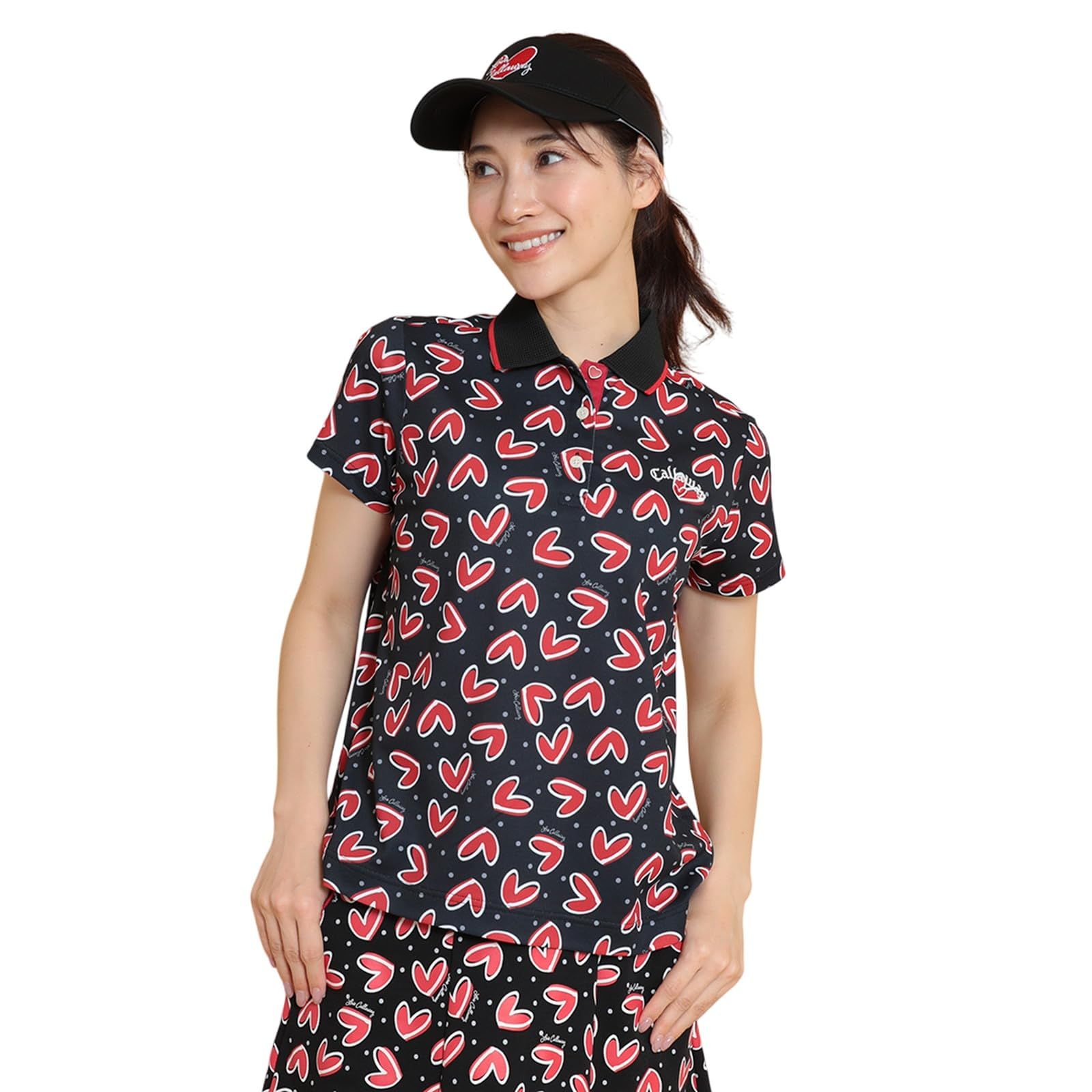 新品 [キャロウェイ] レディース 半袖 ポロシャツ [LOVE ゴルフ / C25134221 1010_ブラック M
