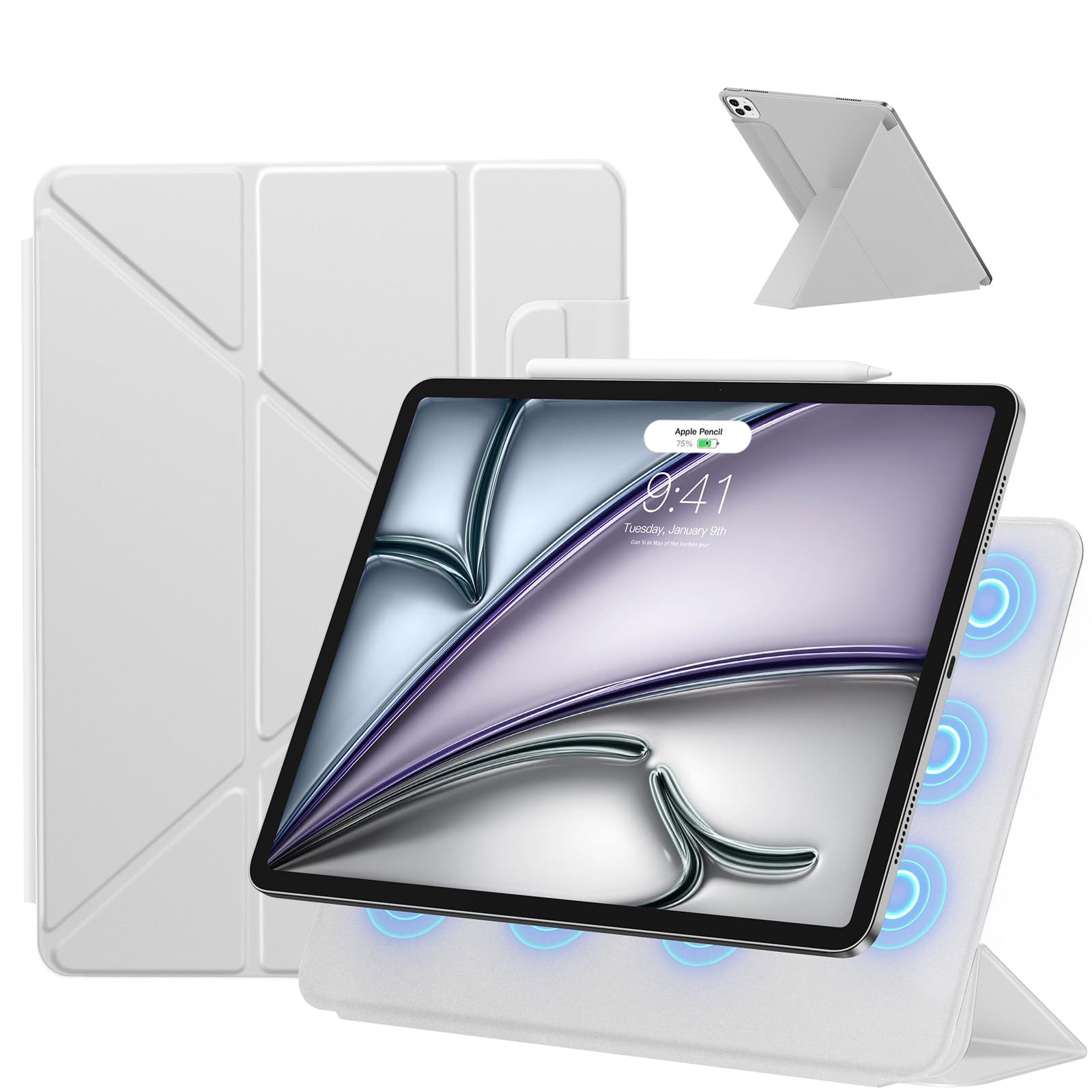 iPad Air 13インチ ケース M2/M3/M4 (2024/2025/2026)通用 横置＆縦置