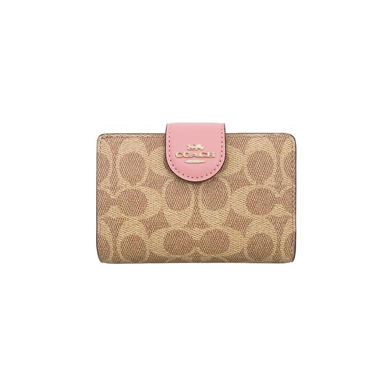 【新品】 [Ｍｙ　Ｏｒｇａｎｙｅｅ] レディース 財布 通販 L型 ショルダー二つ折り財布 ミディアム コーナー ジップウォレット シグネチャー キャンバス アウトレット (タン×ピンクペタル) [並行輸入品]