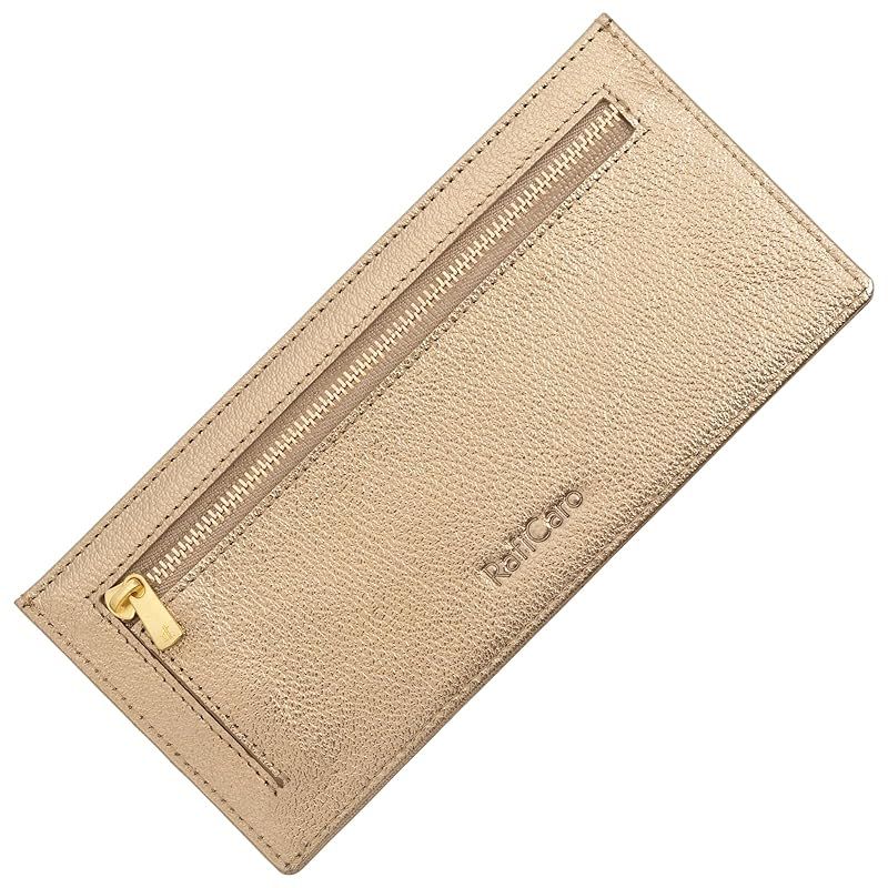 【新品】 [RafiCaro] 財布 薄型 レディース お札入れ 本革 長財布 軽い 軽量 お札を折らない YKKファスナー マチ付き 小銭入れあり フラグメントケース スマートウォレット シャンパンゴールド 4,291円