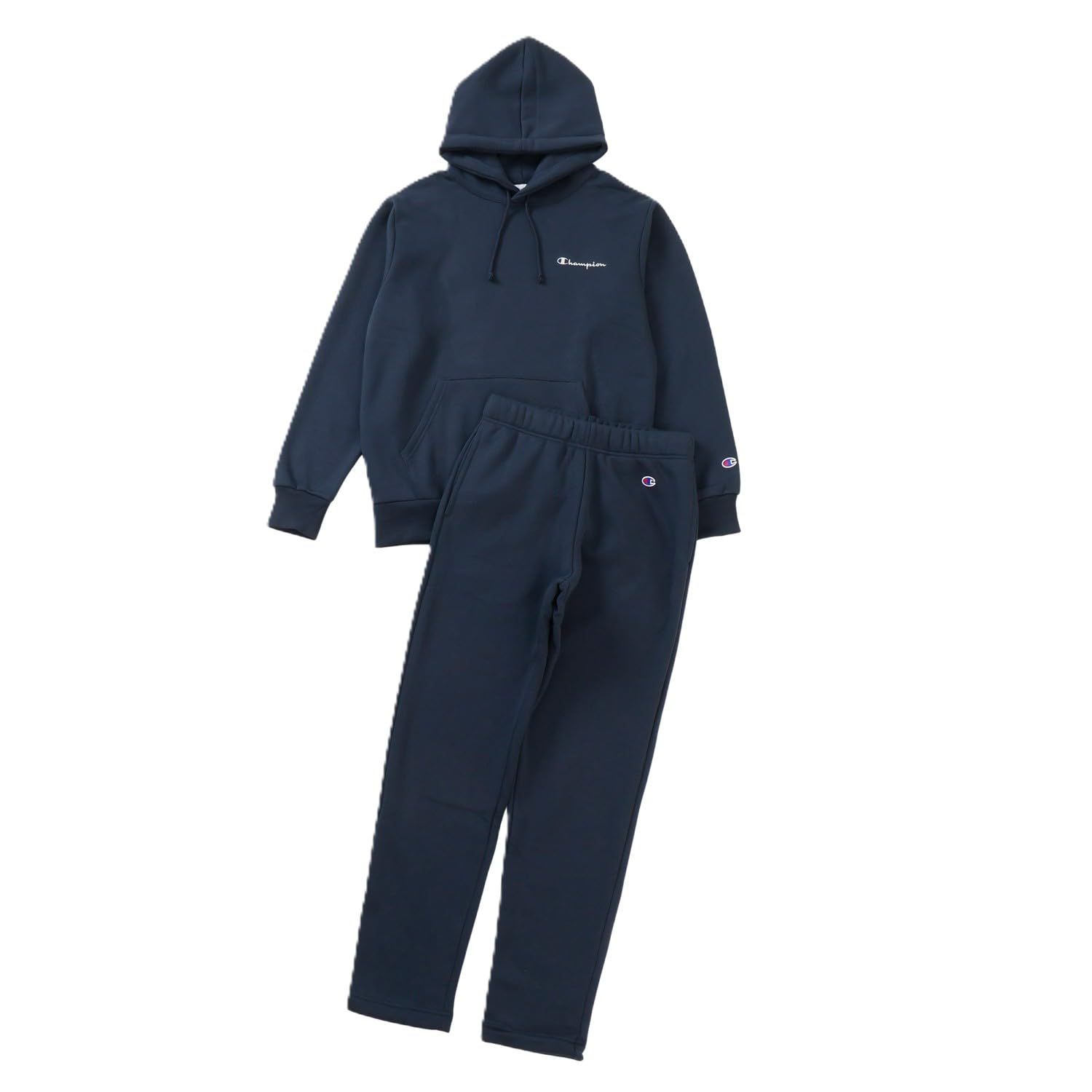 新品 [チャンピオン] スウェット 長袖 刺繍ロゴ フーデットスウェットシャツ& ロングパンツ MEN’S BASIC C3-CW02-370-L