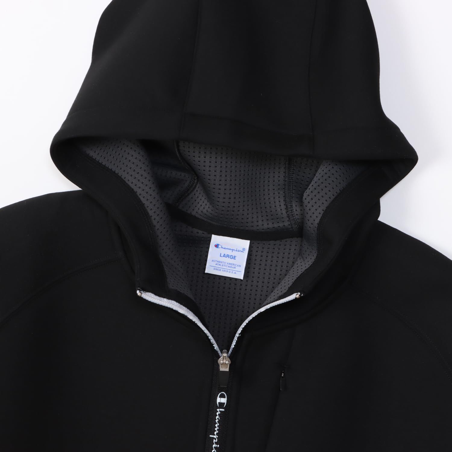 新品 [チャンピオン] パーカー 長袖 WRAP-AIR 撥水 スクリプトロゴ TECH WEAVE(R) 3LS ジップフーデッドスウェットシャツ メンズゴルフ C3-YG101 ブラック M