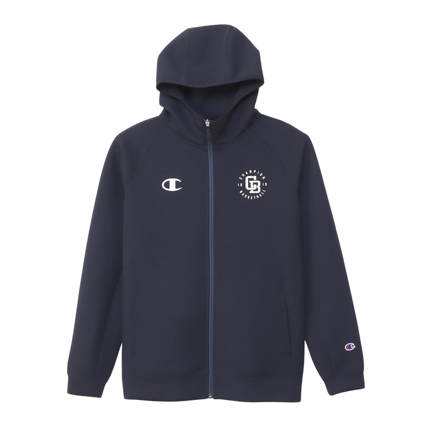 新品 [チャンピオン] パーカー 長袖 ストレッチ 保温 ワンポイントロゴ TECH WEAVE(R) 3LS ジップフーデッドスウェットシャツ バスケットボール C3-YB141 メンズ ネイビー M