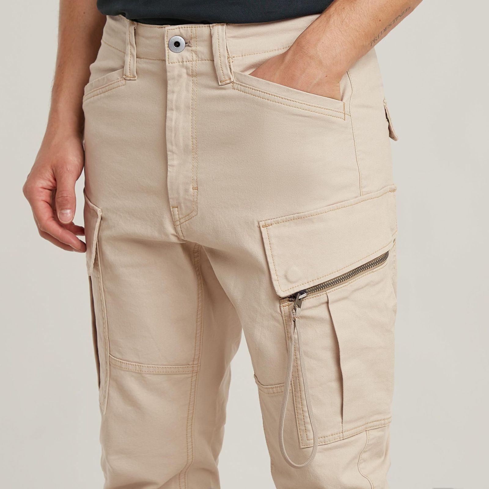 新品 [ジースターロゥ] カーゴパンツ メンズ スキニー ストレッチ ベージュ Zip Pkt 3D Skinny Cargo 2.0 D24307-D504-1214-W33/L32