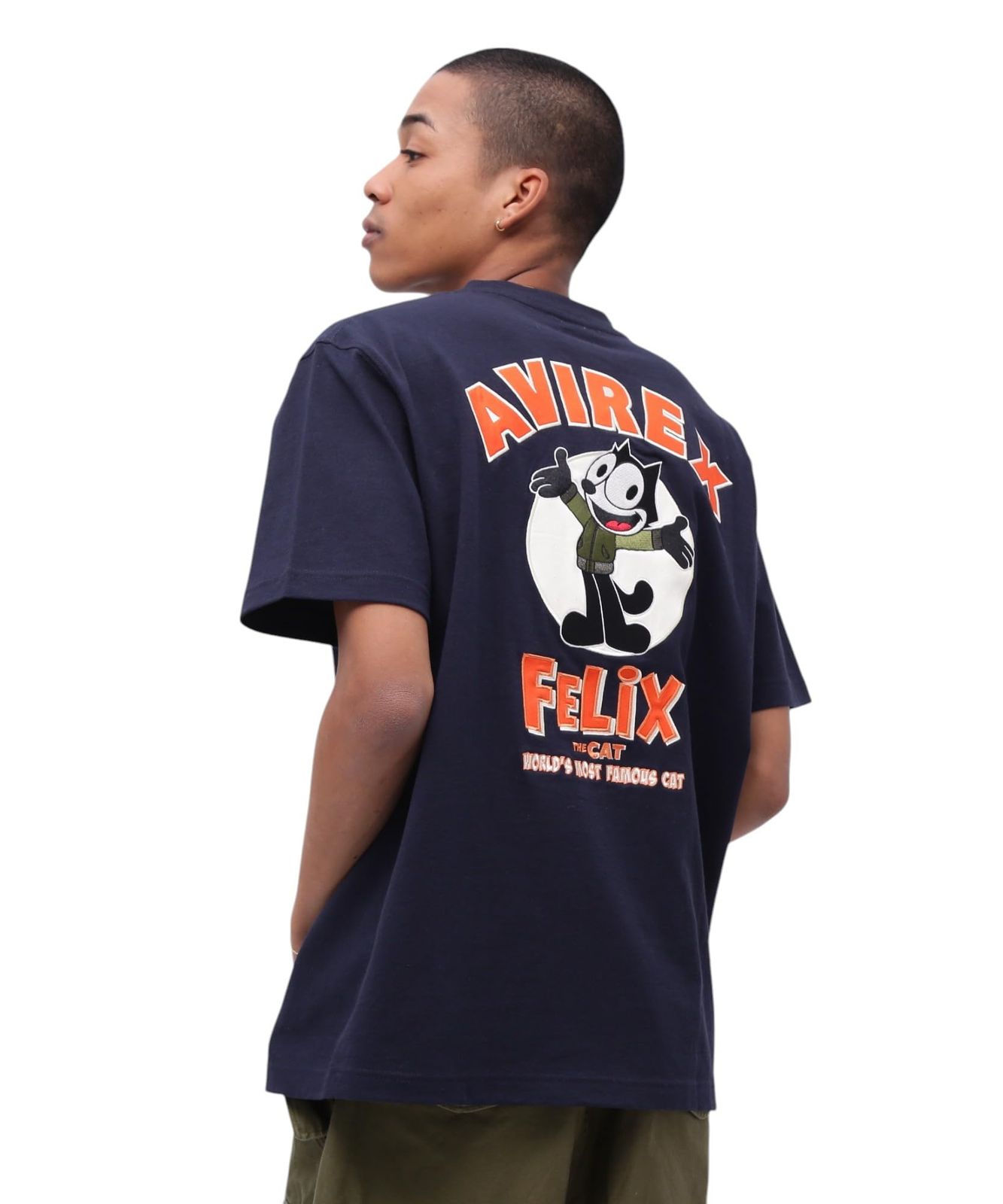新品 [アヴィレックス] FELIX EMBROIDERY LOGO T-SHIRT 刺繍 ロゴ 半袖 Tシャツ フィリックス メンズ XL 120 ネイビー 783-5134035