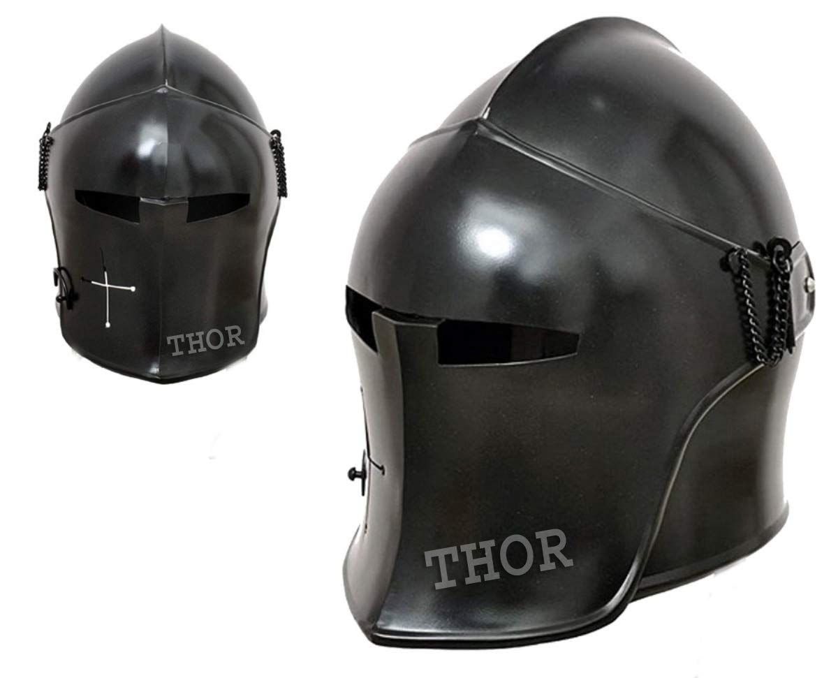 新品 中世のテンプル騎士団 十字軍 バルブタ 兜 スパルタン ブラック仕上げ シンプル ヴィンテージ ホームデコレーション プレゼント