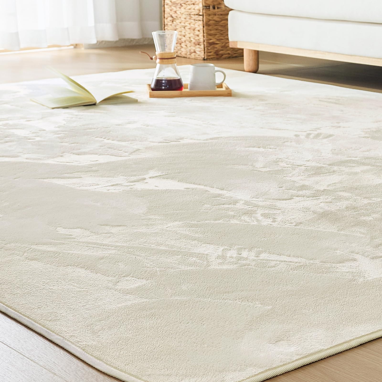 【色: ヨーロッパ式】Weavivaカーペット 夏用ラグマット 180cm×18 ラグ 無地 夏用 カーペット シンプル モダン 西海岸 白 おしゃれ 北欧