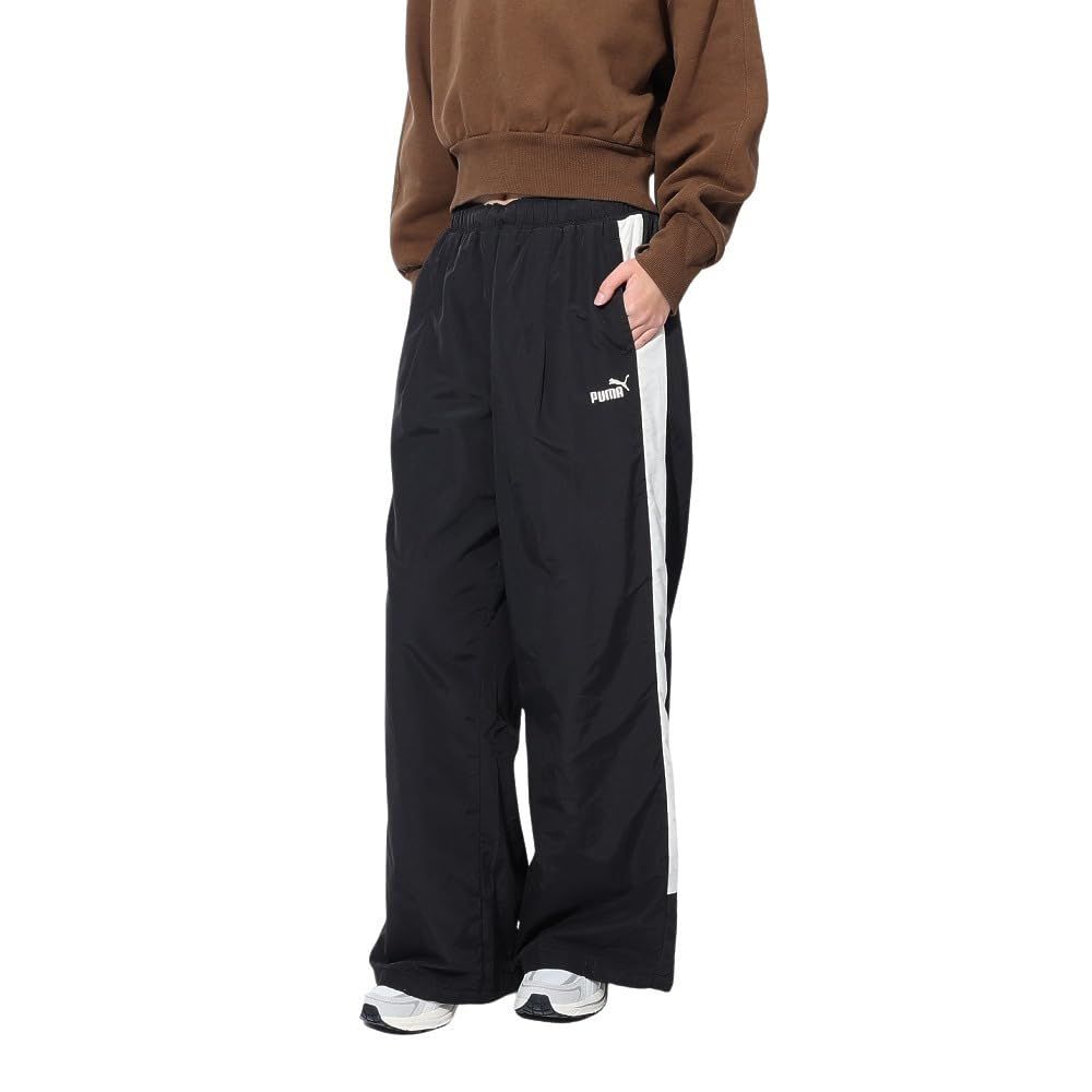 PUMA(プーマ) ジム スポーツ カジュアル ロングパンツ ワンライン CORE HERITAGE ウーブン ラインド トラックパンツ 683595 レディース 24年秋冬カラー ブラック(01) [24年秋冬カラー プーマ ブラック(01)] [L]