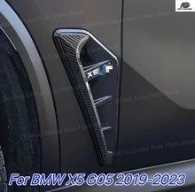 BMW X5 G05 2019 2020 2021 2022 2023用カーサイドベントトリムカバーフェンダーサイドマークカーボンファイバーパターン自動車アクセサリ