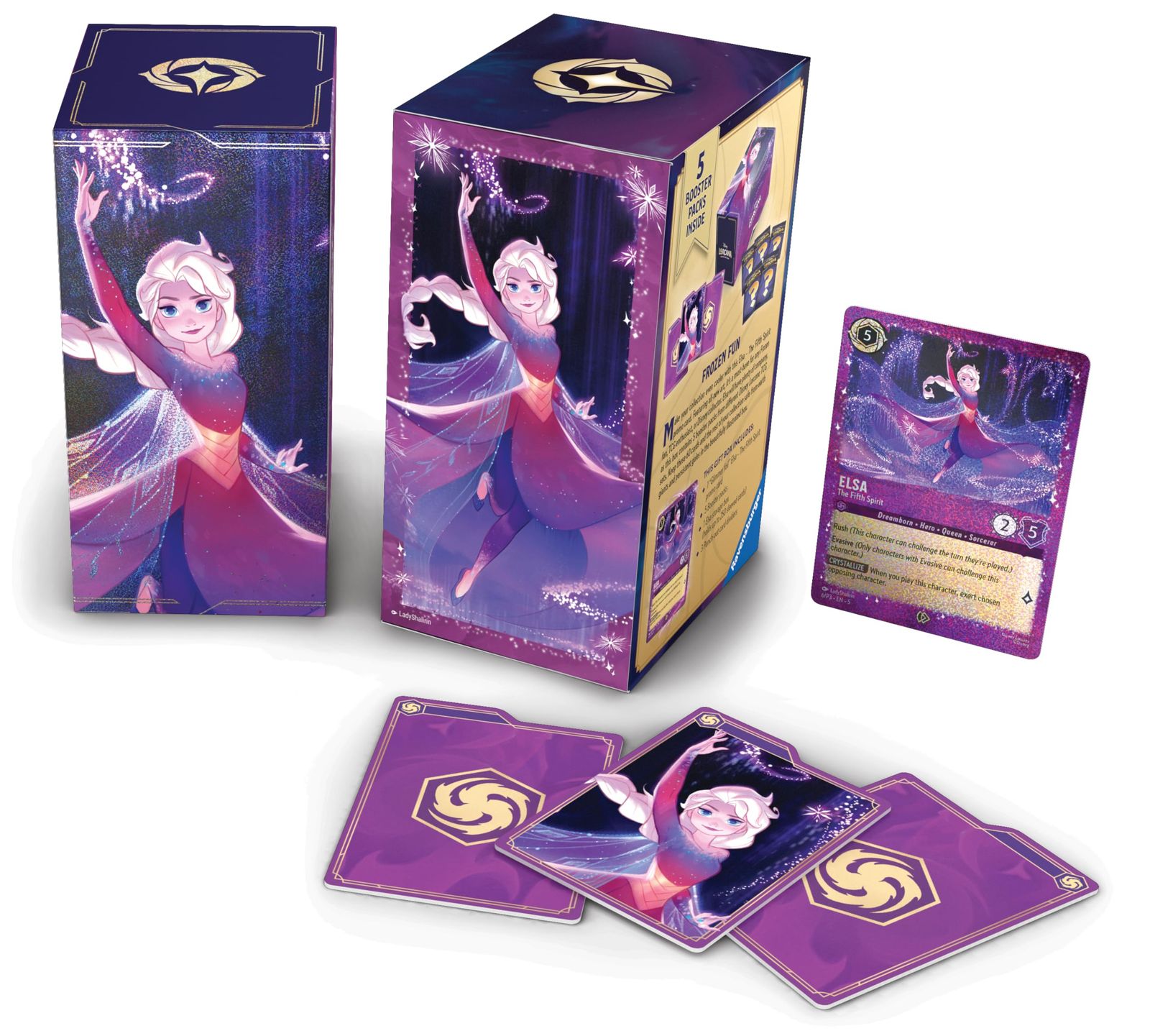 Ravensburger ディズニー ロルカナ TCG:エルサギフトボックス – ブースターパック5個、フィフススピリットプロモーションカード&収納ボックス252枚入り|トレーディングカードゲーム&ディズニーコレクタブル|対象年齢8歳以上。