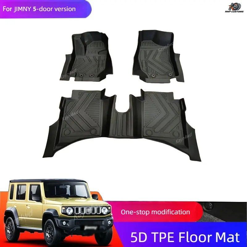 オフロード4x4カーアクセサリー 5DスタイルTPE防水フロアマットカーペットキット 2023-2025 スズキ 5ドア ジムニー JB74 JC74 フットパッド