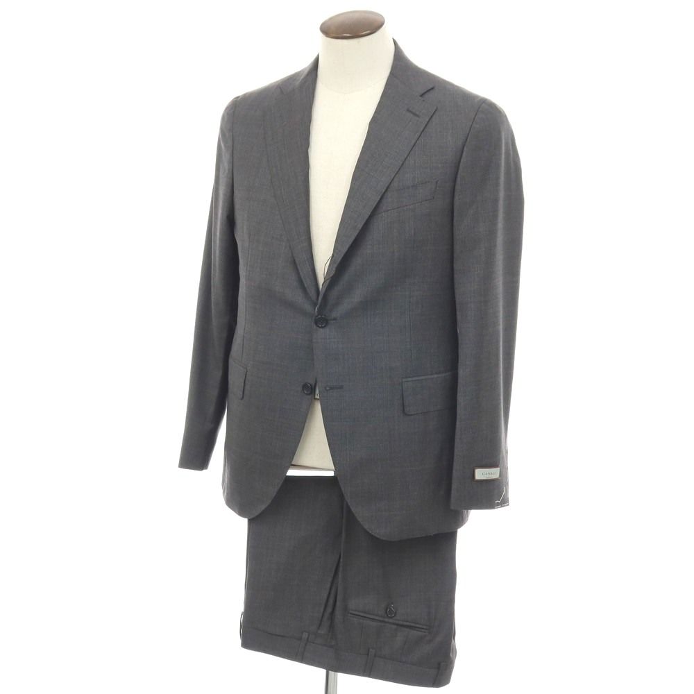 【新品】カナーリ CANALI ウール チェック 3B 3つボタンスーツ グレーxブラウン【サイズ52】【メンズ】