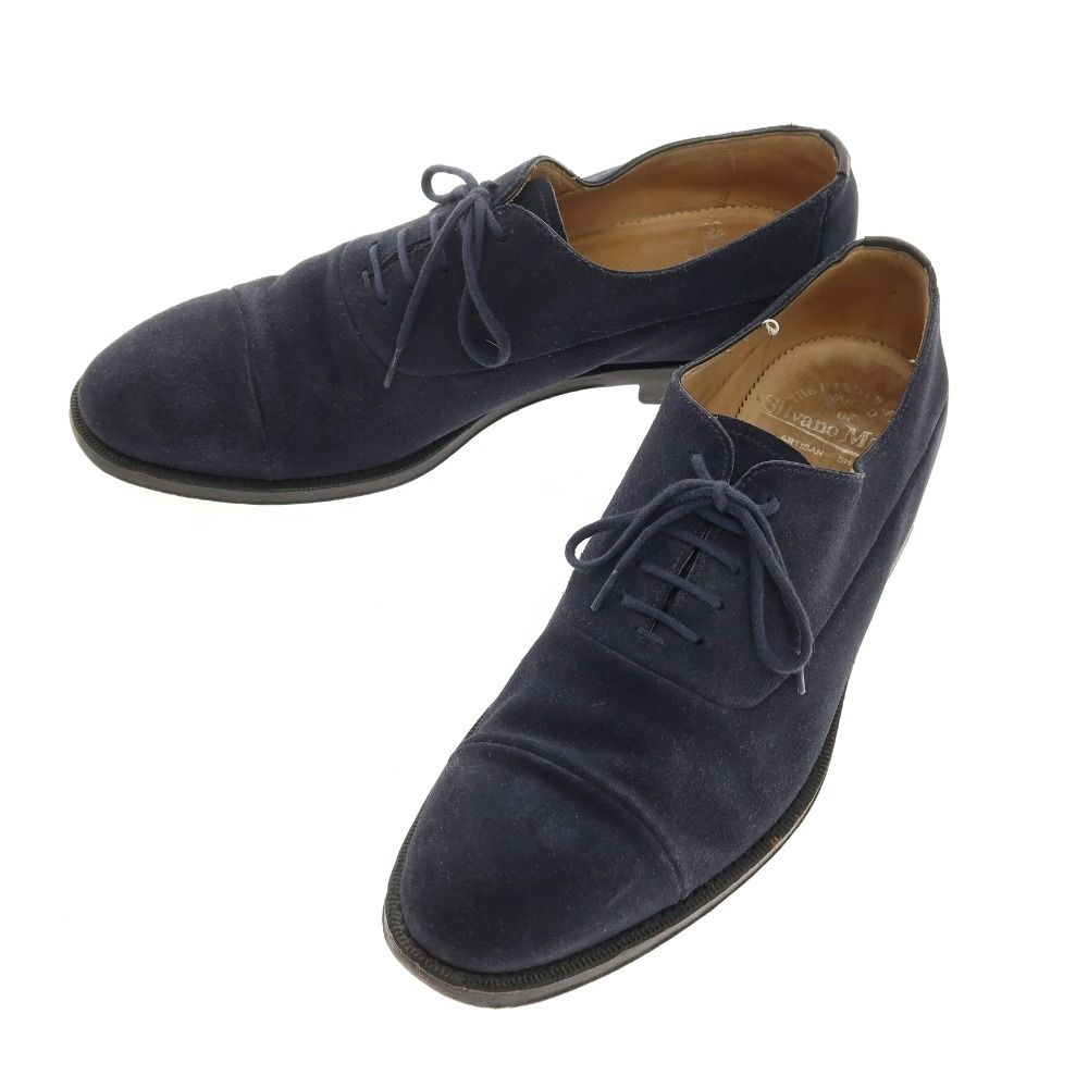 【中古】シルバノマッツァ SILVANO MAZZA スエード ドレスシューズ ネイビー【サイズ7 1/2】【メンズ】