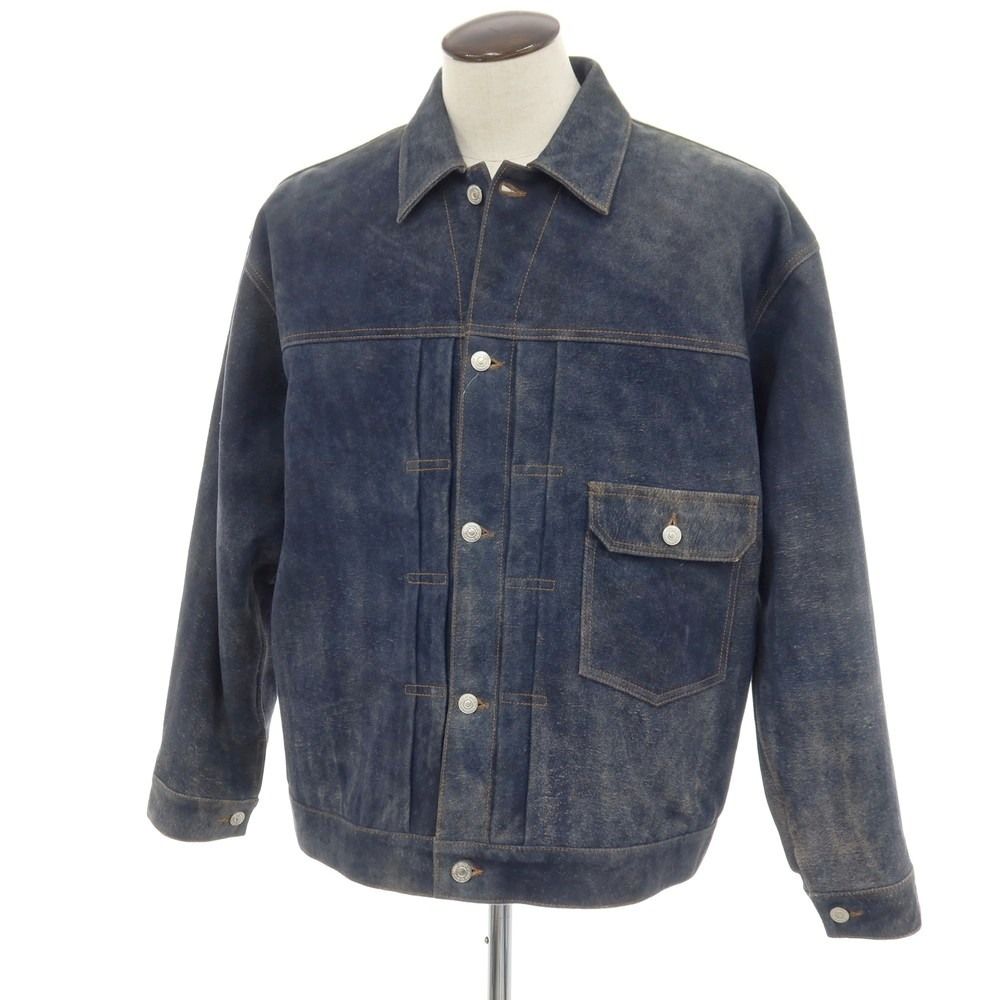 【中古】セブン バイ セブン SEVEN BY SEVEN 2026年春夏 URBAN RESEARCH別注 アンティーク加工 レザー ジャケット ブルゾン ネイビー【サイズ表記なし（XL位）】【メンズ】