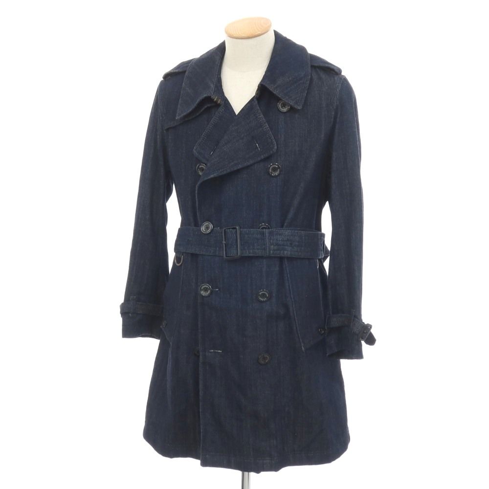 【中古】アクアスキュータム Aquascutum コットン デニム トレンチコート ネイビー【サイズ36】【メンズ】