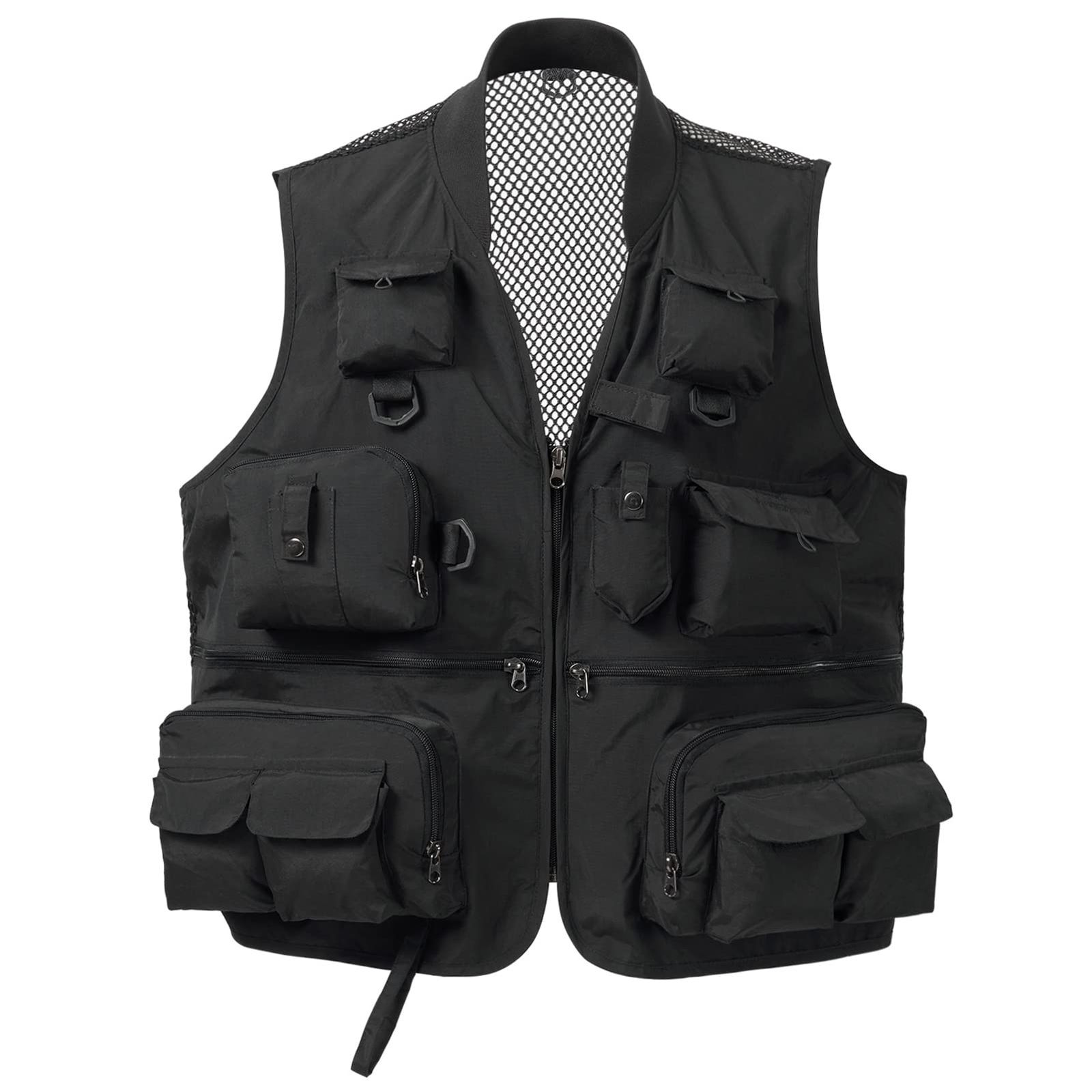 新品 [Bassdash] バスダッシュ フィッシングベスト 多機能 メッシュベスト 超軽量 釣り 登山 撮影 アウトドアベスト メンズ (XL ブラック)