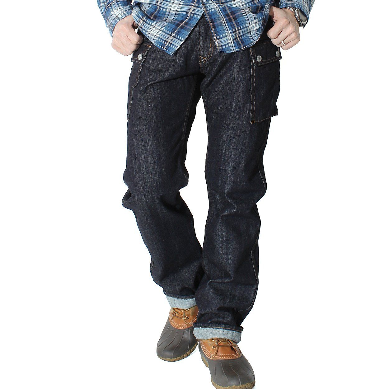 新品 [児島ジーンズ] KOJIMA GENES 13oz デニム カーゴパンツ ボトムス メンズ 32 INDIGO
