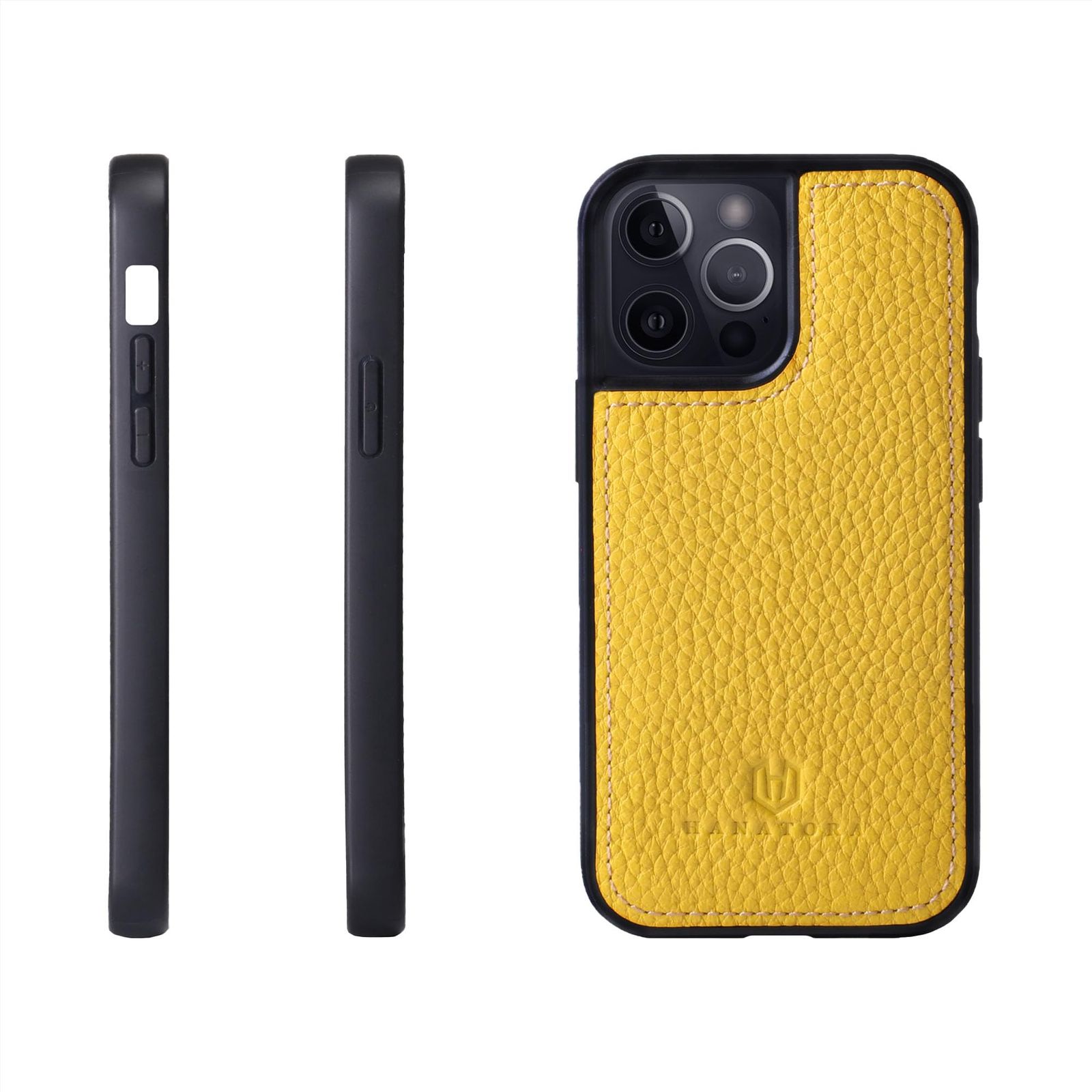 新品 HANATORA for iPhone 8 7 SE3 SE2 (第3世代 第2世代) ケース 本革 耐衝撃 スマホケース スマホ コードホルダー 付き シュリンクカーフレザー ギフト バンパー型 マグネットなし イエロー SPG-8-Yellow