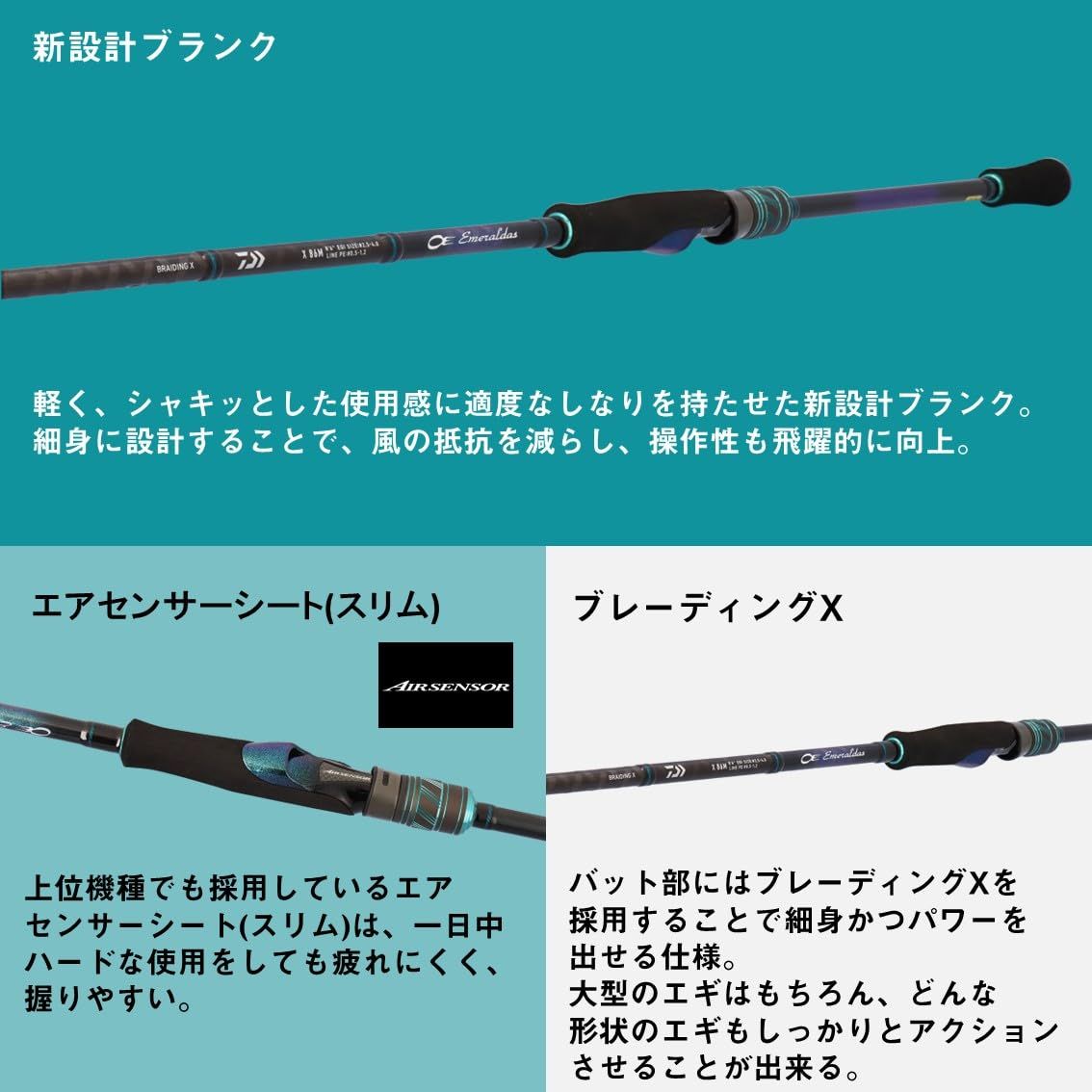 新品 ダイワ(DAIWA) エギングロッド EMERALDAS X 86ML・J - メルカリ