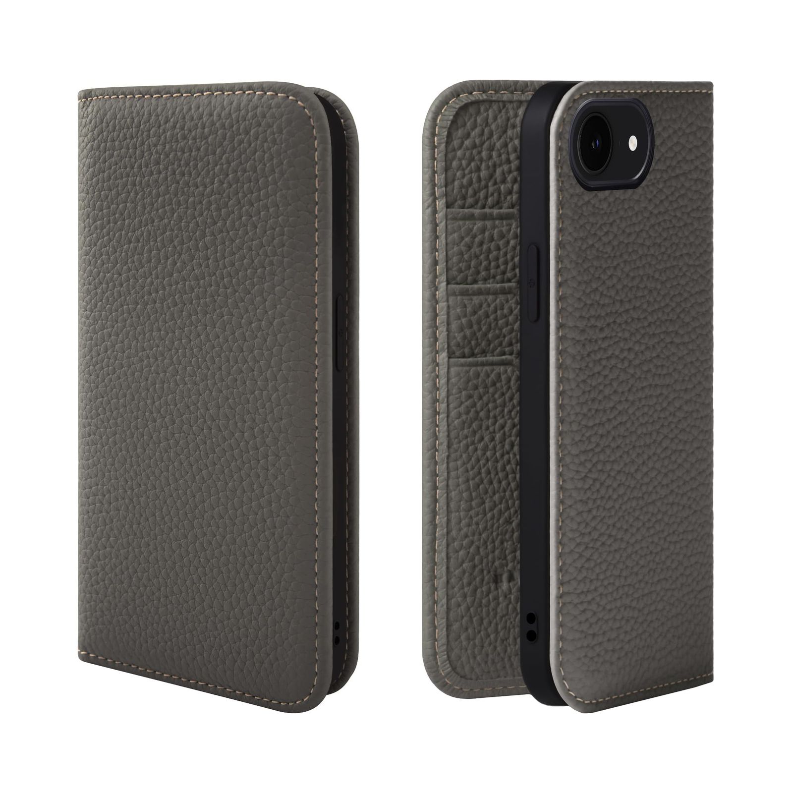 新品 HANATORA for iPhone 17e 16e ケース 手帳型 本革 スマホケース スマホ スタンド コードホルダー 付き シュリンクカーフレザー マグネットなし オリーブグレー PH-16e-OliveGray ギフト 誕生日 女性 男性 彼女