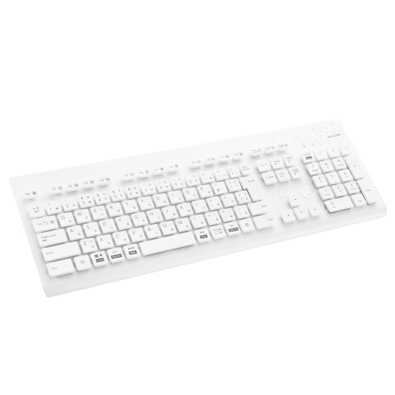 新品 エレコム 洗える ワイヤレスキーボード Bluetooth 防水 IPX5対応 メンブレン フルサイズ テンキー付 抗菌 ホワイト TK-WS03BMKWH 6,168円