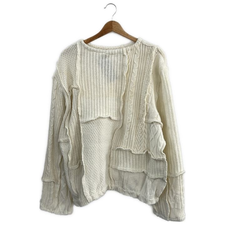 SEEALL (シーオール) PATCHWORK CABLE ニット SAU31 RK602 ホワイト FREE
