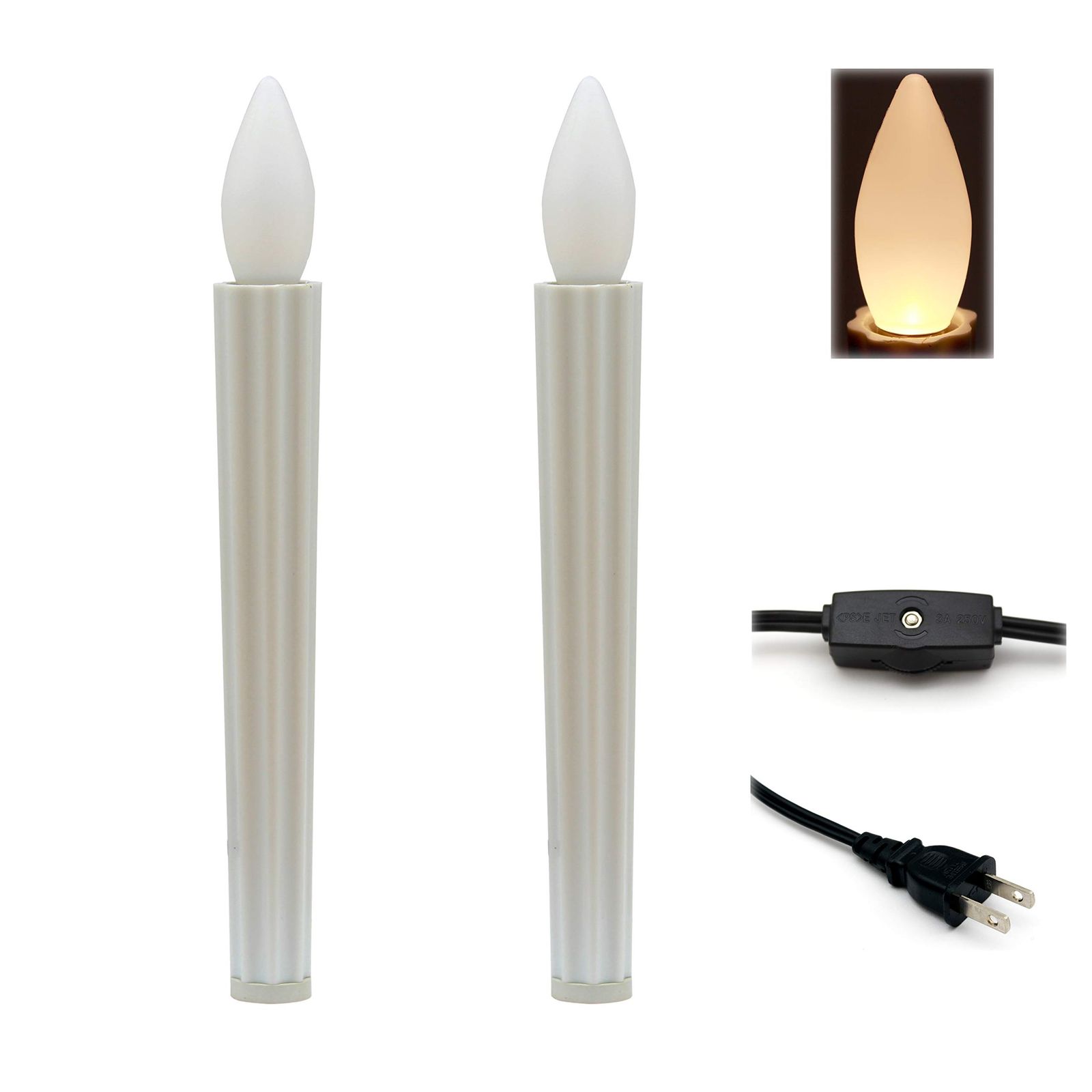新品 【仏壇用】LED 電気ローソク 全長19cm 安心設計【手元スイッチ】コンセント対応 仏前 照明 ろうそく 5,615円