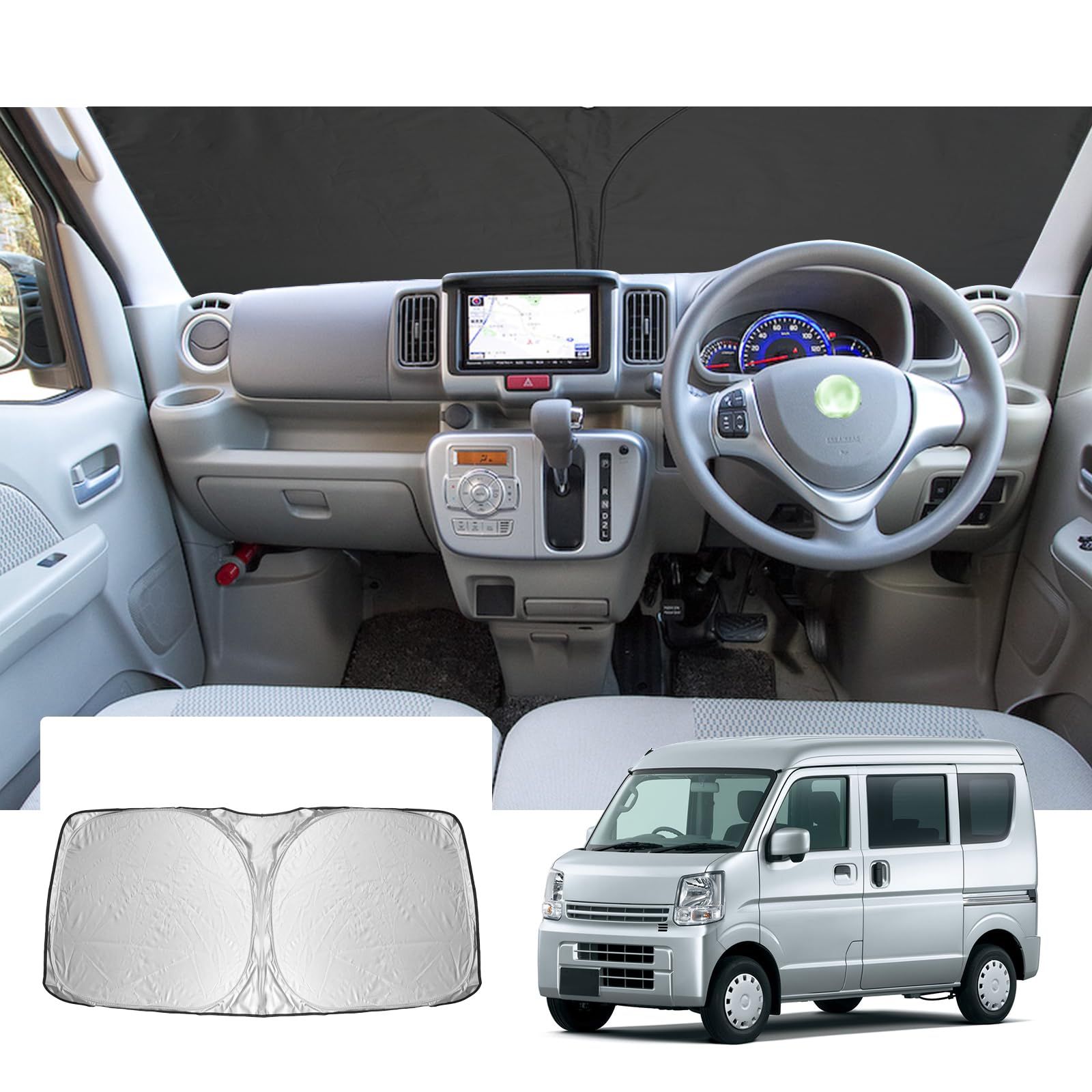 新品 【GAFAT】スズキ エブリイ/エブリイワゴン DA17V/DA17W 6代目 2015年モデル~現行 新型 専用 エブリィ da17v 車用サンシェード フロントガラス用 UVカット エブリィワゴン サンシェード 運転席 折り畳み マルチサンシェード
