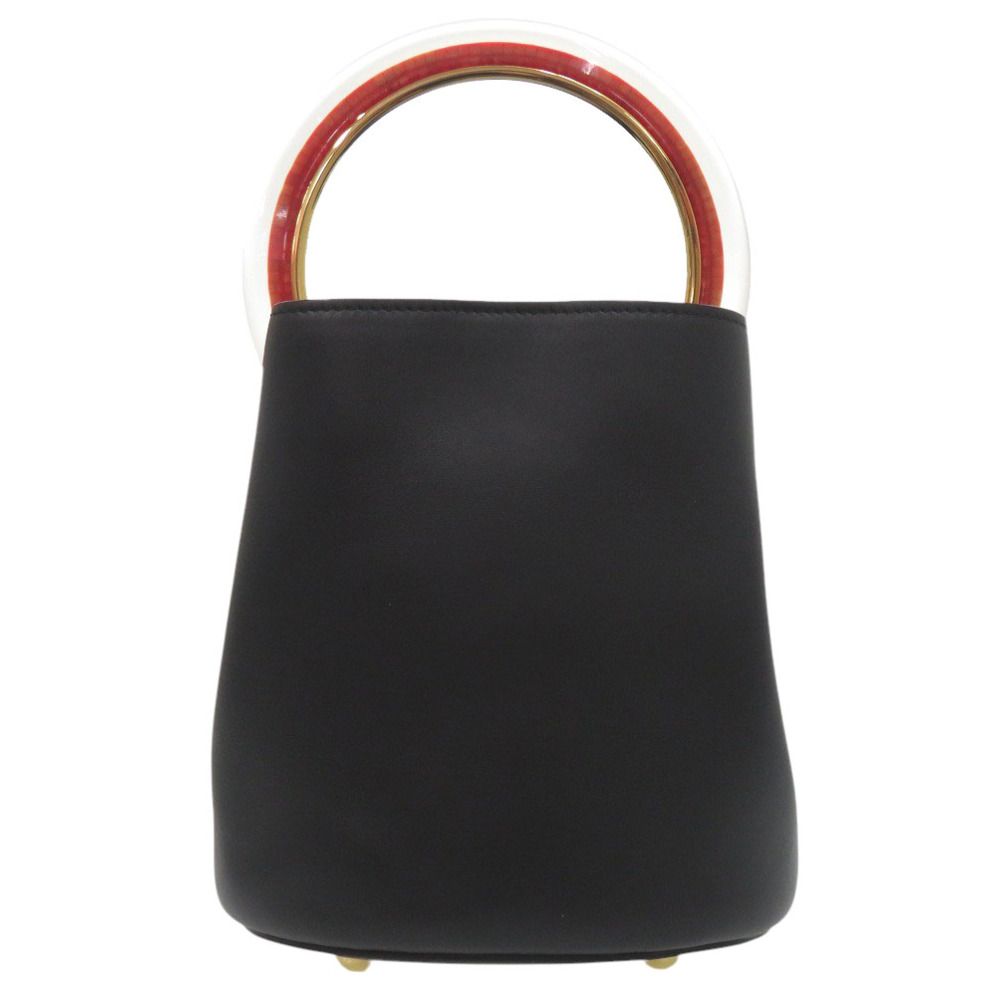 美品 マルニ パニエ 2WAY バケットバッグ レザー ブラック 