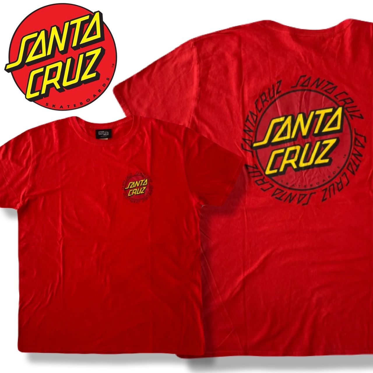美品 SANTA CRUZ サンタクルーズ NHSタグ バックプリント Tシャツ メキシコ製 赤 L 5,584円