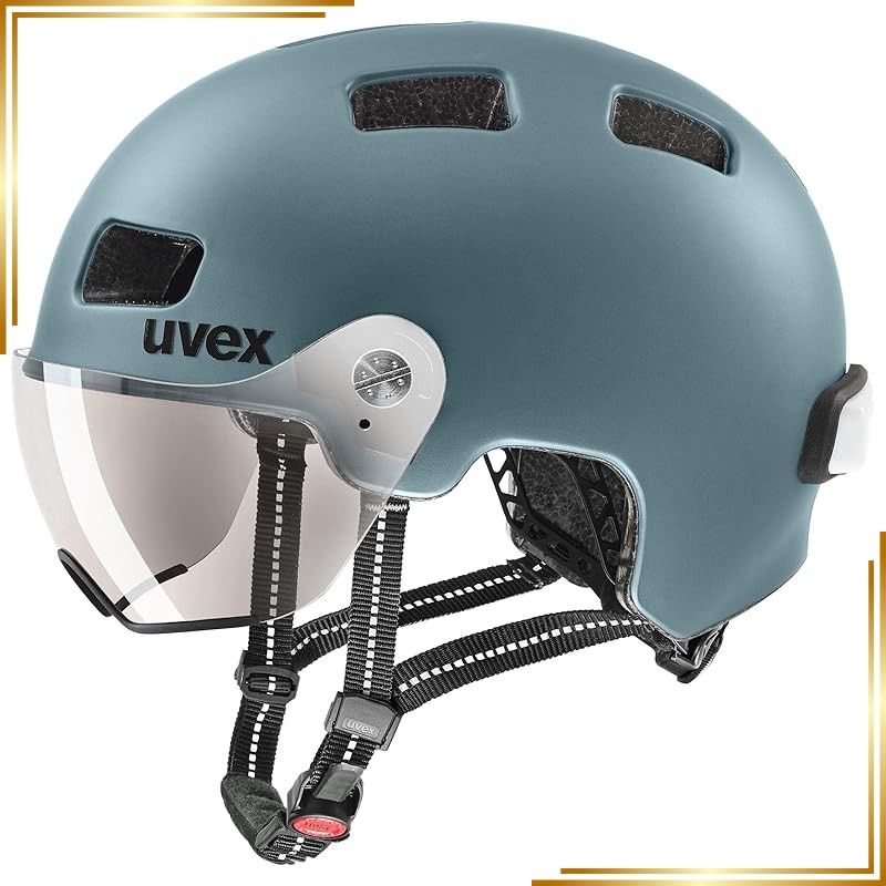【新品】 uvex(ウベックス) バイザー付き自転車ヘルメット LEDライト付属 CE認証 ドイツ製 rush visor / 58-61 cm
