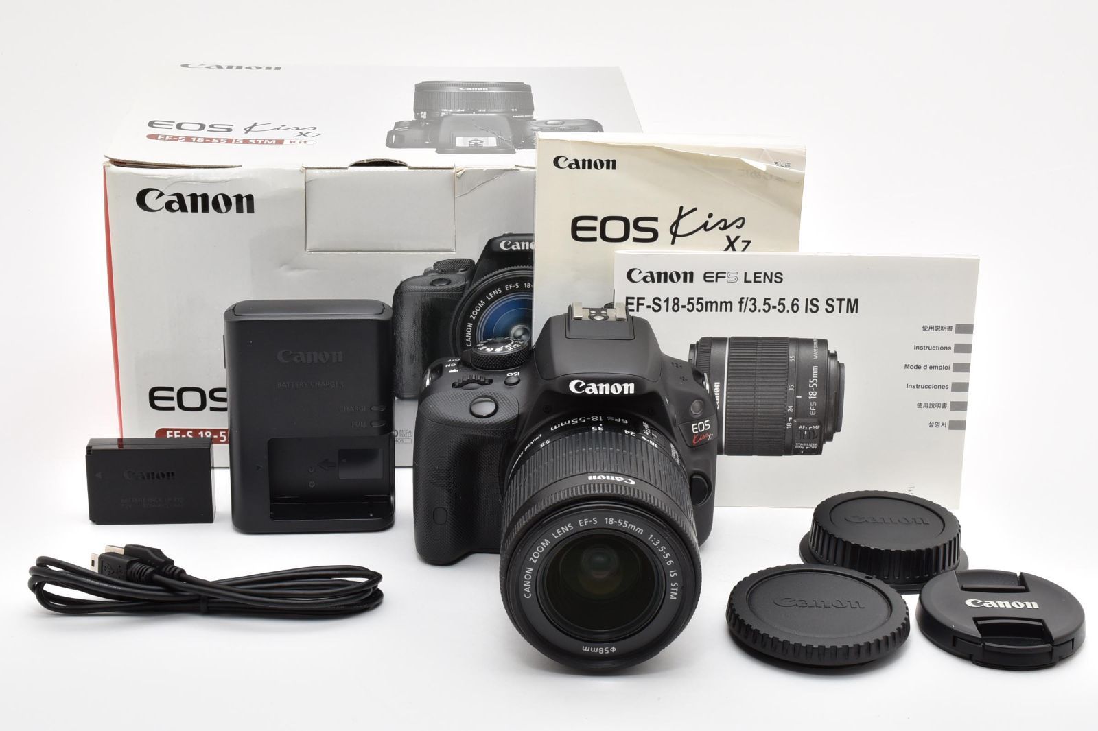 ★新品級★ 【ショット数 1729回】キヤノン CANON EOS KISS X7 + EF-S 18-55mm IS STMレンズキット OB4291 #230