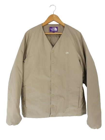 ノースフェイス パープルレーベル THE NORTH FACE PURPLE LABEL ダウン ジャケット ノーカラー Vネック 長袖 サイズ S ベージュ QQQ 国内正規