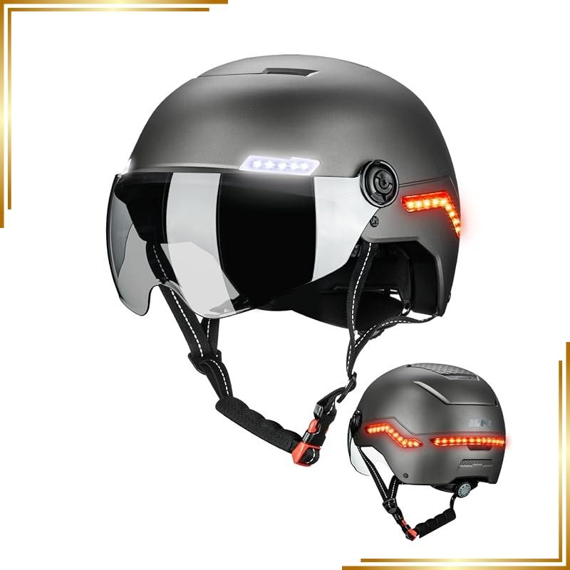 【新品】 ILM 自転車 ヘルメット 夜間照明 スマートセンサー機能 CE/CPSC/ASTM/NTA8776認証 サイクリングヘルメット 全天候対応 通学通勤 軽量 通気 高剛性耐衝撃 サイズ調節 大人 子供兼用 MB101L Metallic Gray-L