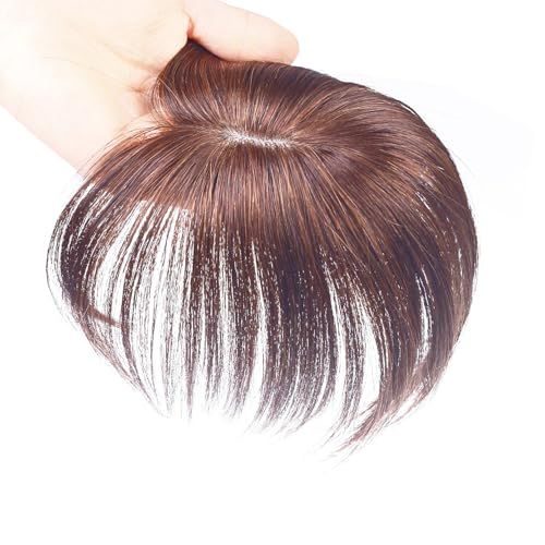 YOYO 部分ウィッグ 人毛100％ ナチュラル 前髪あり 白髪隠す ワンタッチ ボリュームアップ ヘアピース 通気 自然 ポイントウィッグ 可愛い 簡単アレンジ 小顔効果 レディース ぱっつんバング ネットサイズ5cm×8cm (ライトブラウン, 18cmt