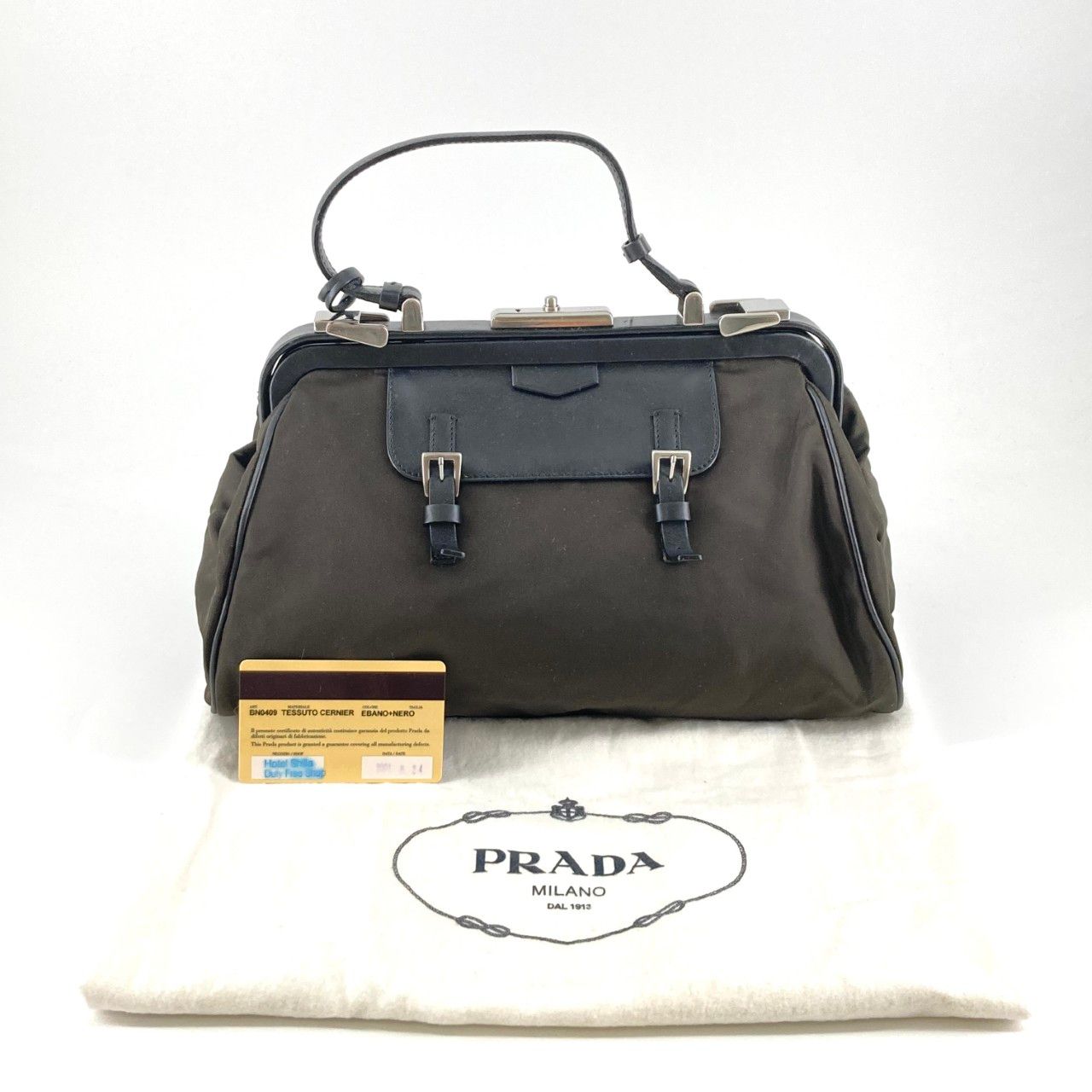 PRADA（プラダ） がま口 ハンドバッグ カーキ - メルカリ