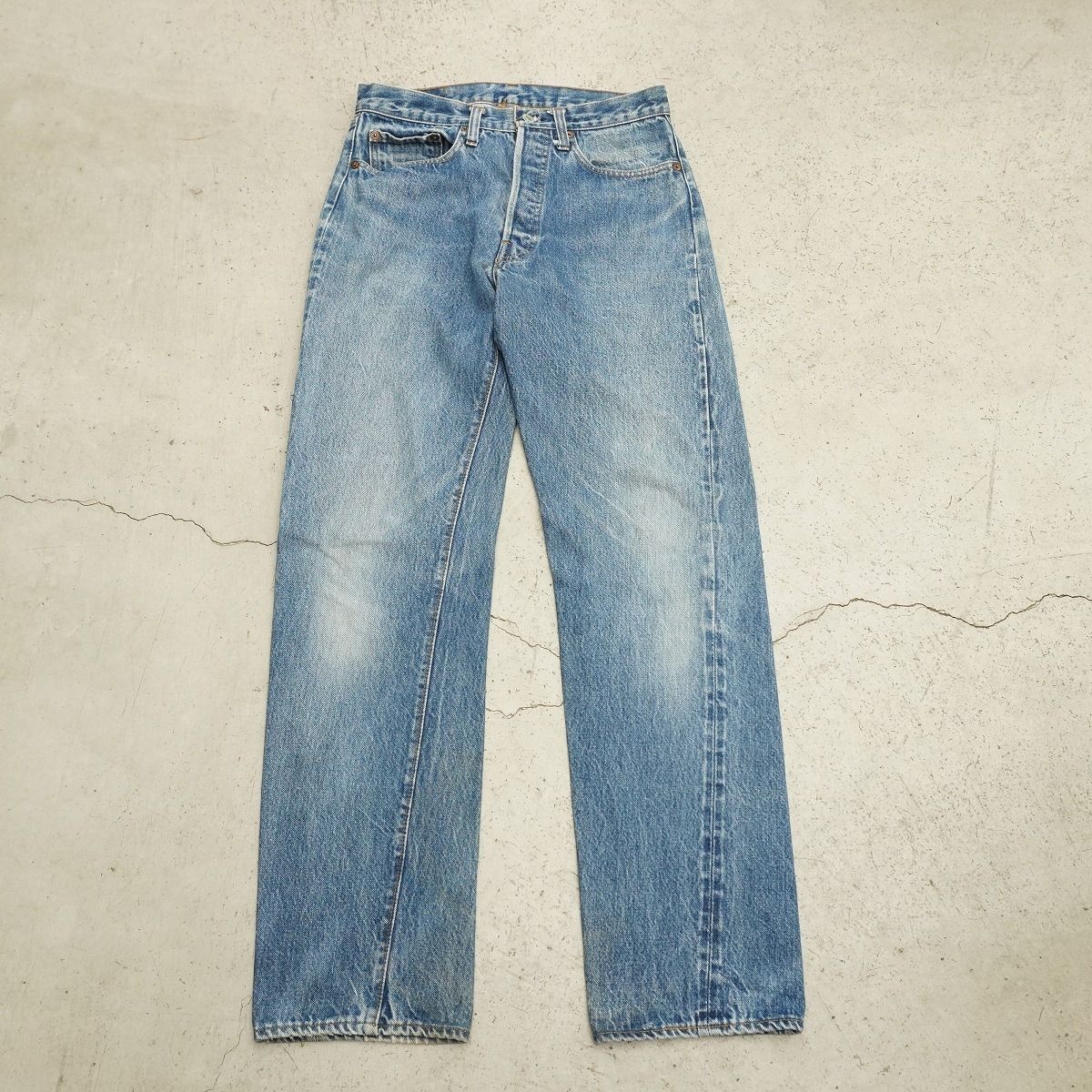 希少 80S Levi's リーバイス 501 66後期 デニム パンツ ジーンズ ボタン裏刻印6 ノーリペア セルビッジ 赤タブ ビンテージ 青 2952Q♪