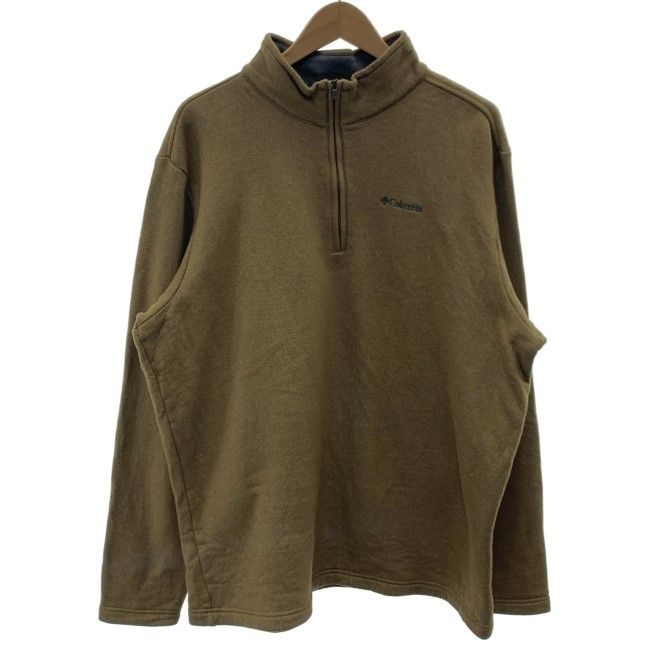 【中古】 Columbia フリース プルオーバー ハイネック ハーフジップ 無地 ワンポイント 刺しゅう オーバーサイズ アウトドア 古着 /1603