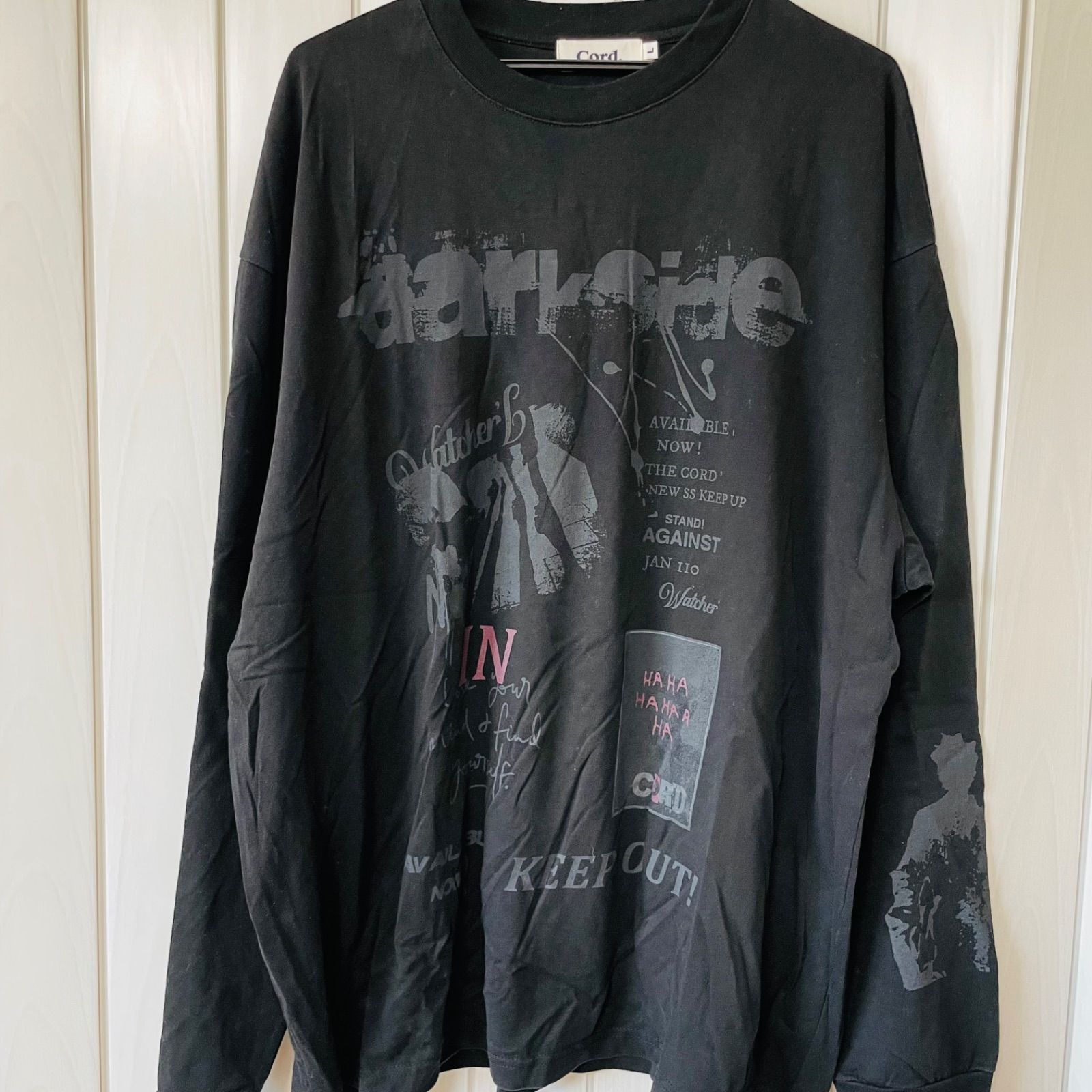 C-58　Cord.　ブラックロングスリーブTシャツ　L　ビッグプリント　長袖　ロック系　ストリート系　ヴィンテージ　グラフィック