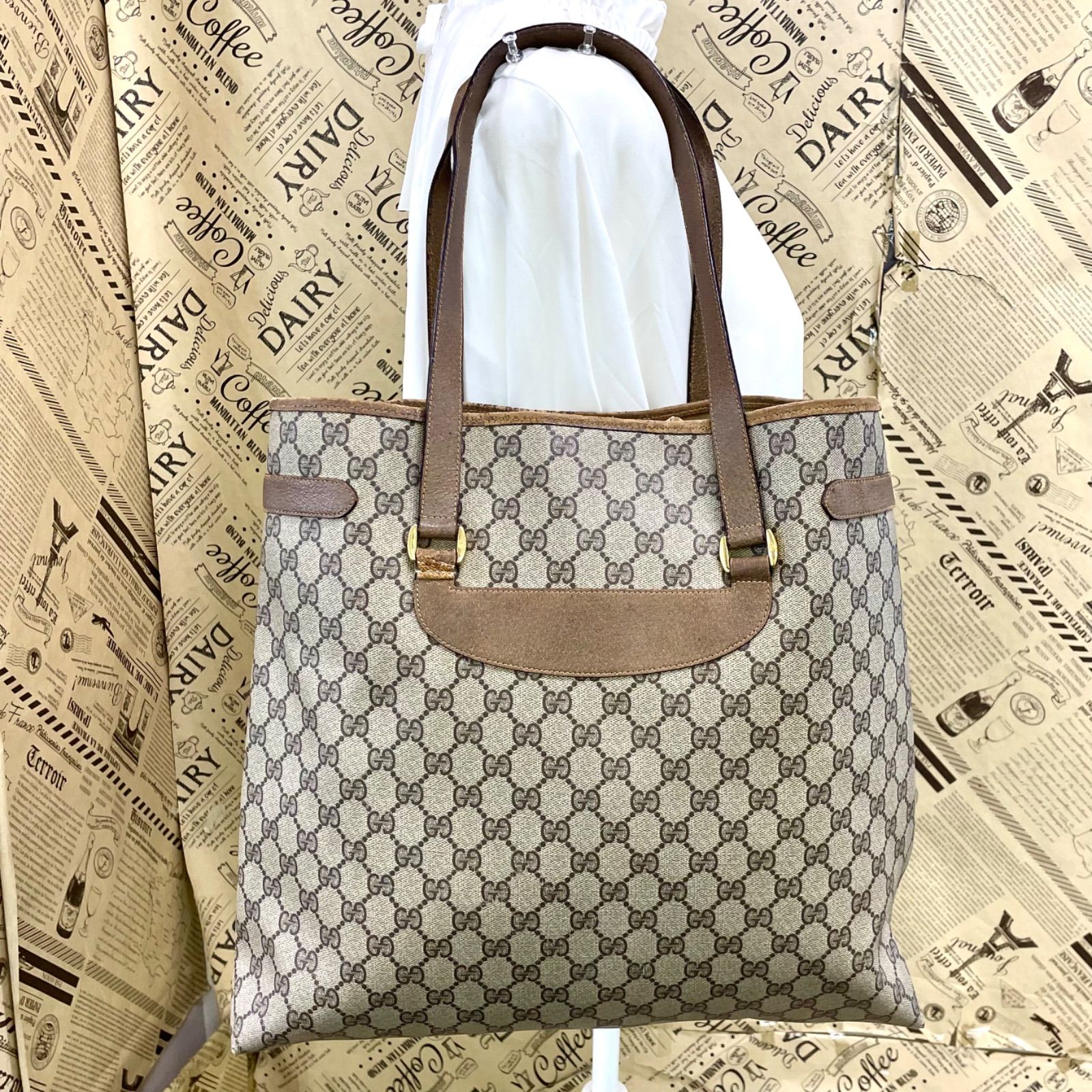オールドグッチ トートバッグ 縦 GGキャンバス 書類 旅行 ビジネス 